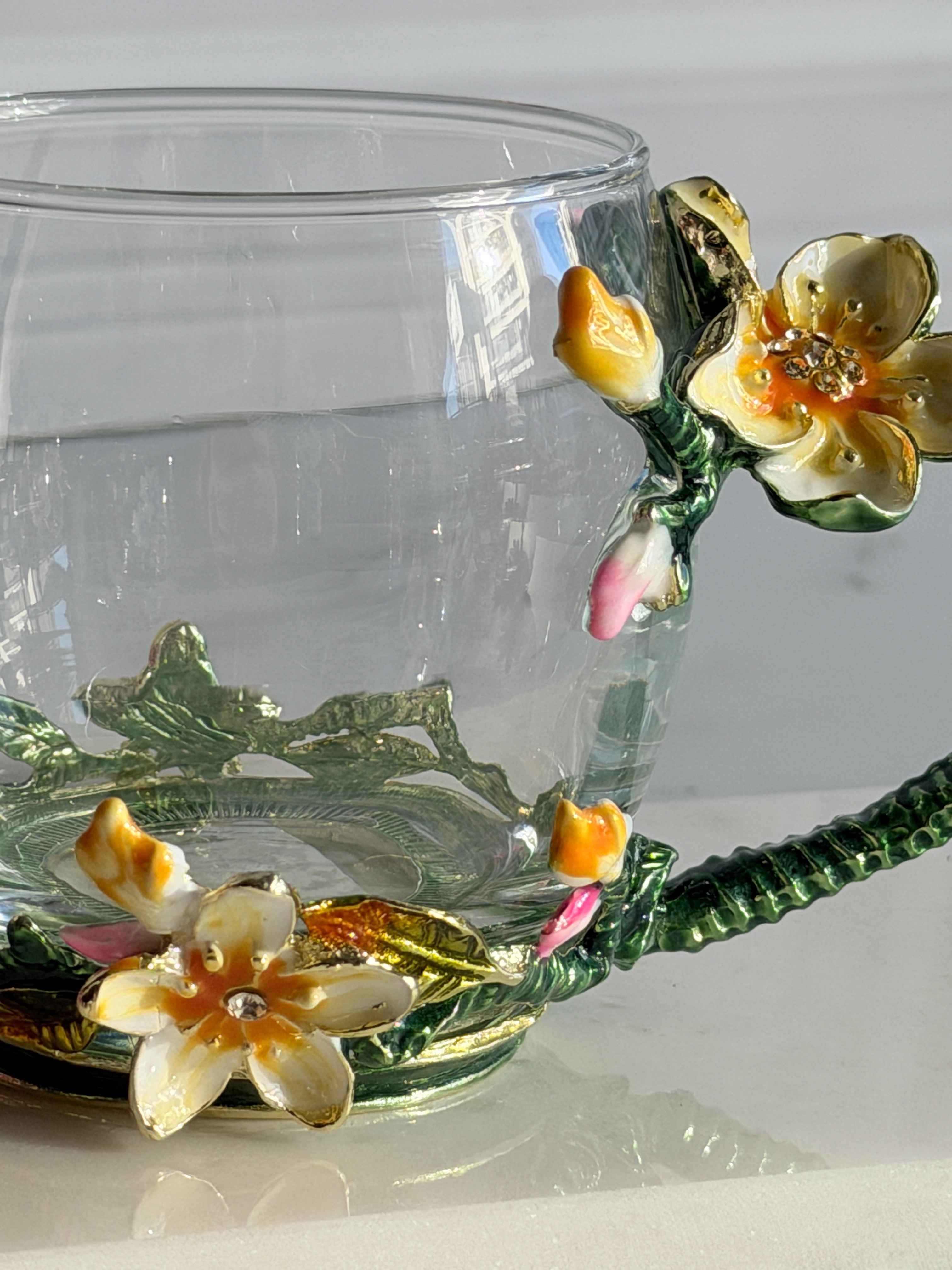 Dekoratif Cam Kupa Flore Bloom-Metal Kulplu 200ml 