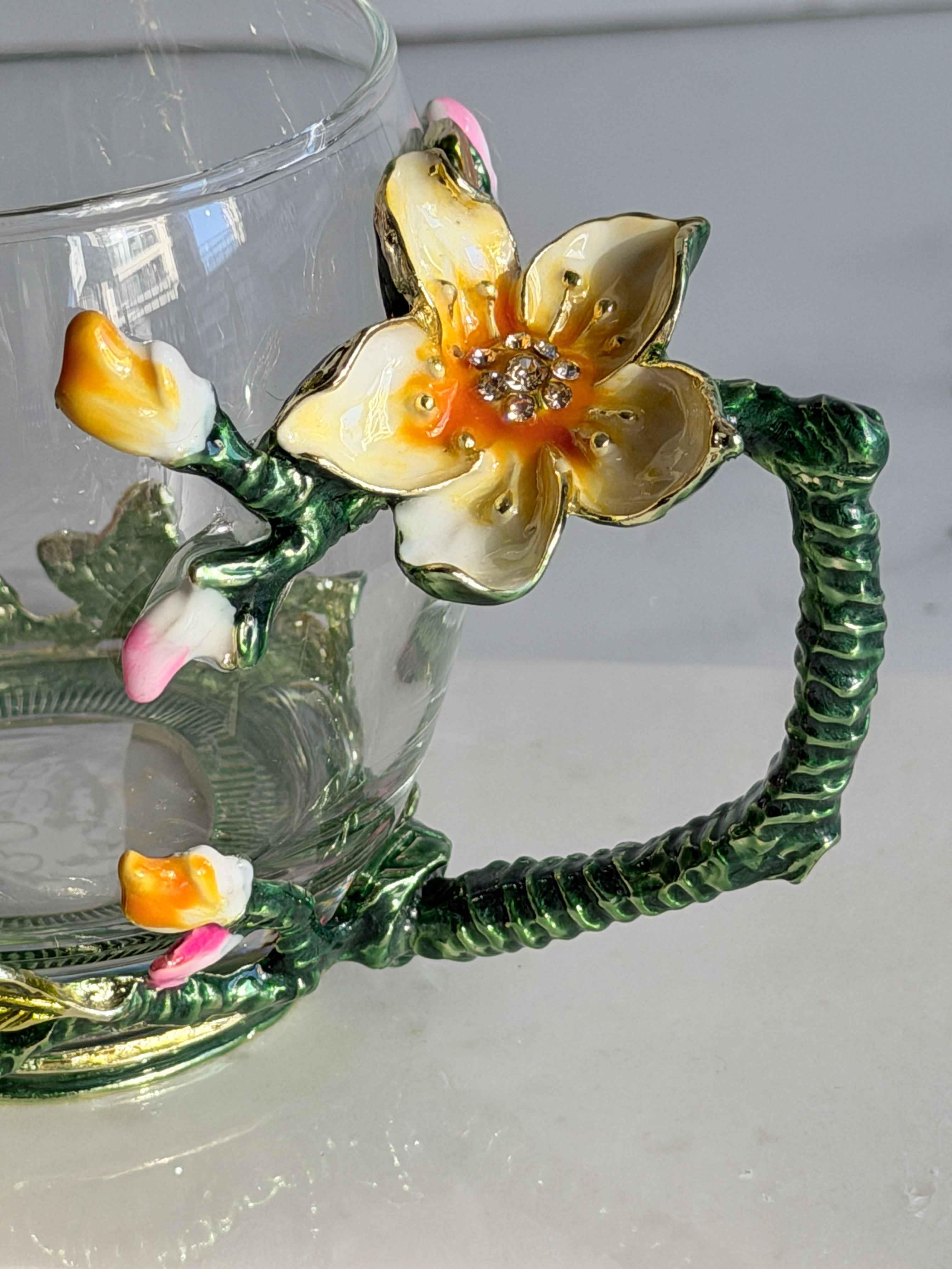 Dekoratif Cam Kupa Flore Bloom-Metal Kulplu 200ml 