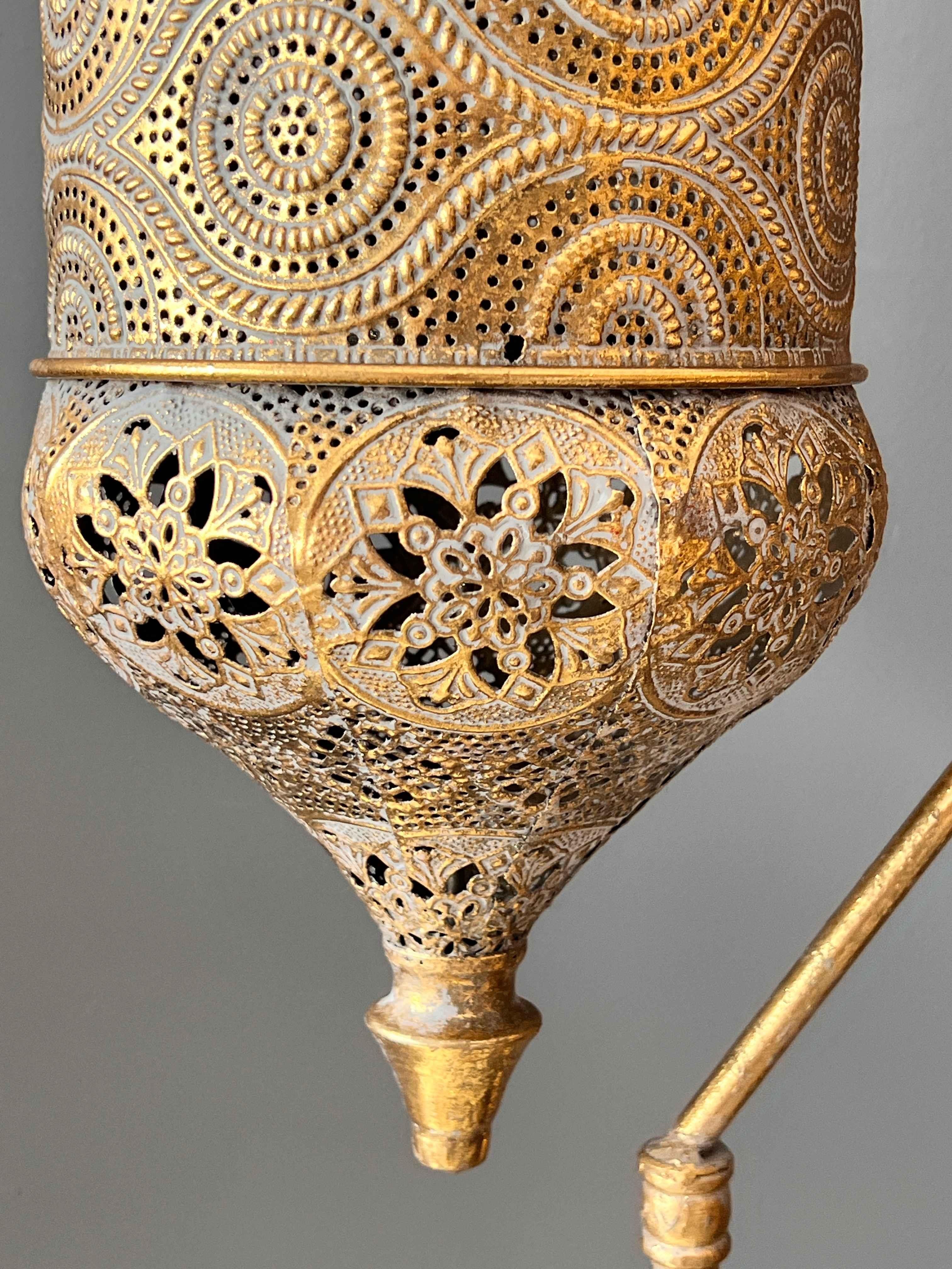 Eskitme Telkarı Gold Dekoratif Fener Ayaklı 96 Cm