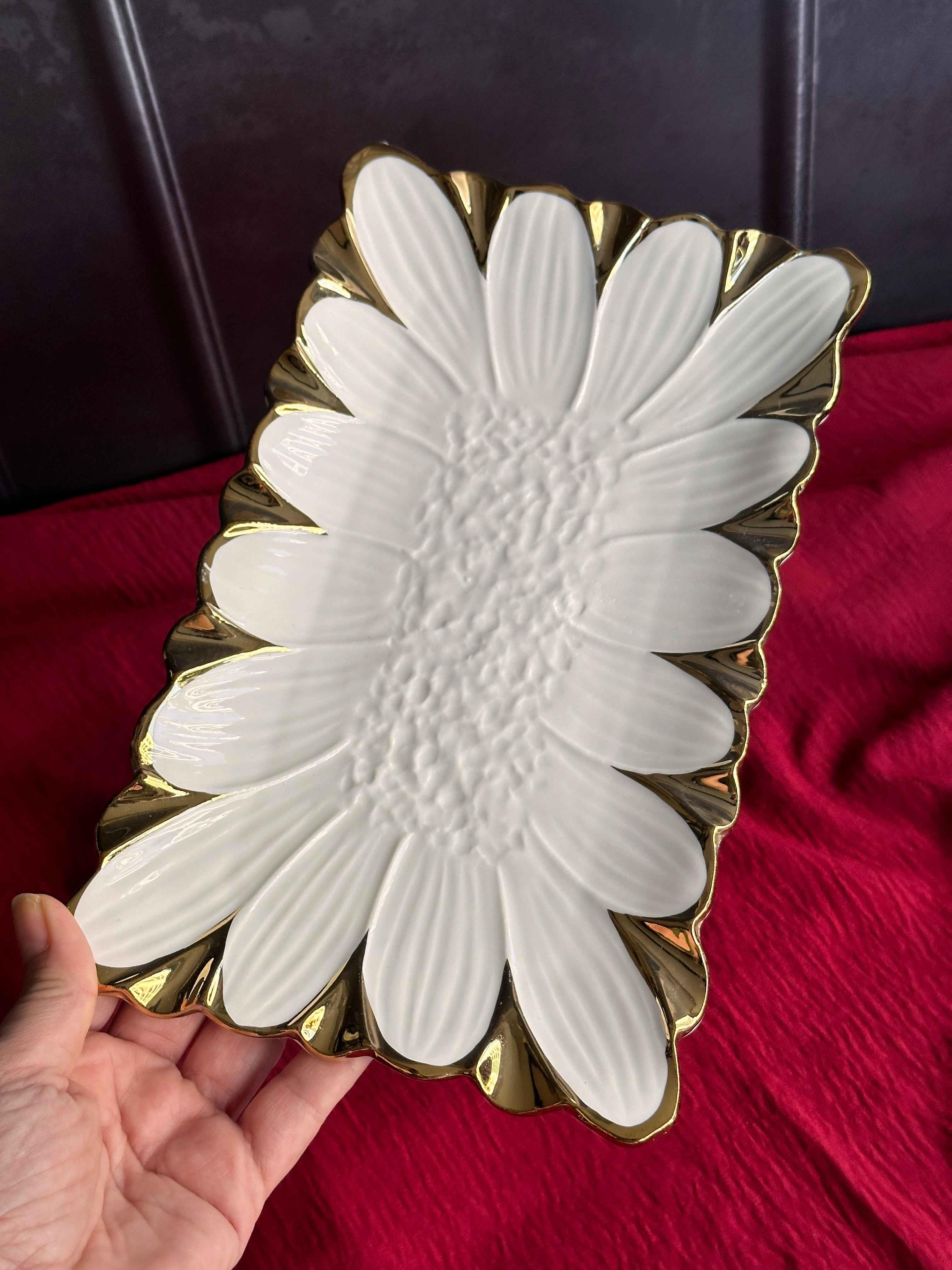 Flora Gold Dikdörtgen Servis Sunum Tabak 27cm