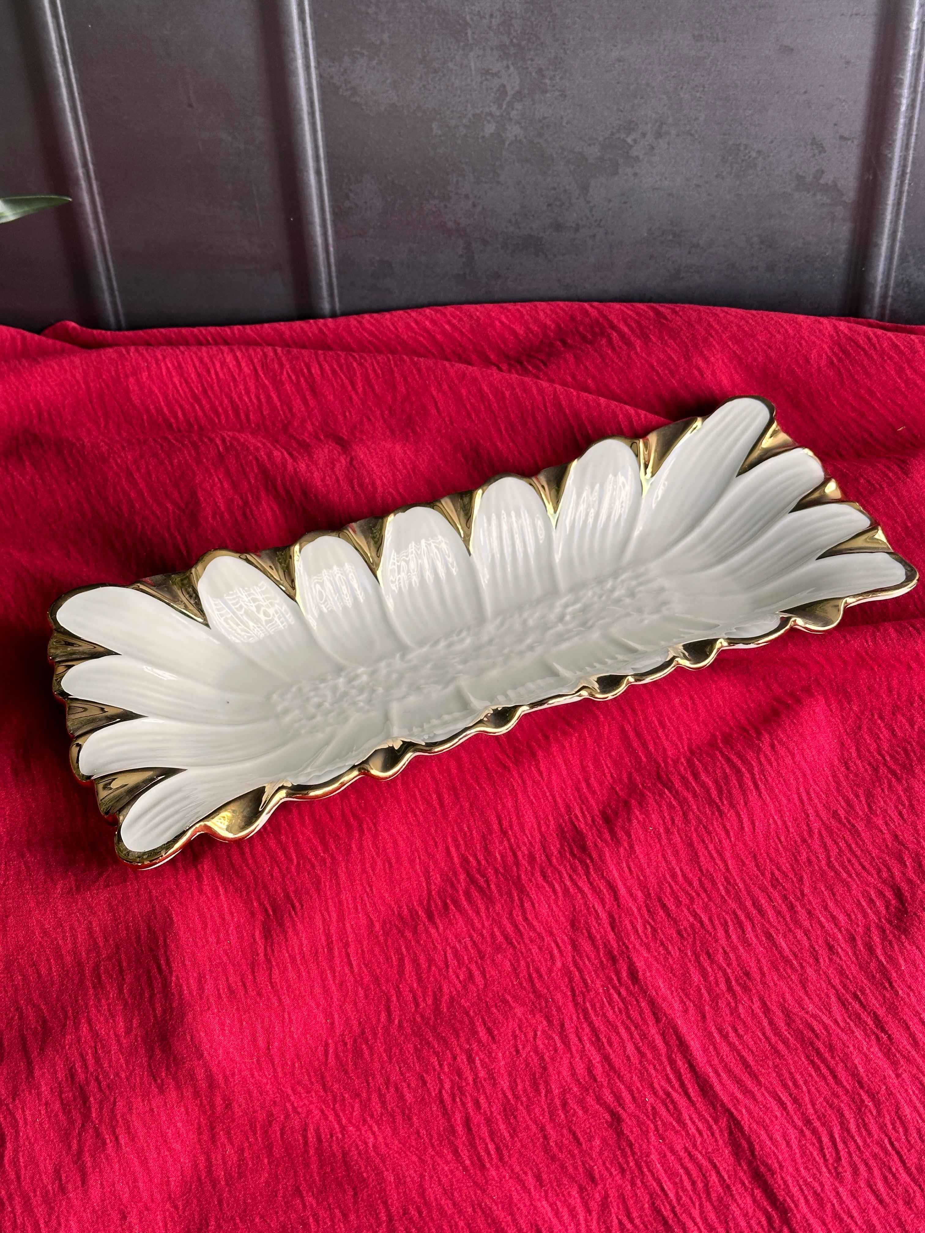 Flora Gold Dikdörtgen Sunum Tabak 32cm