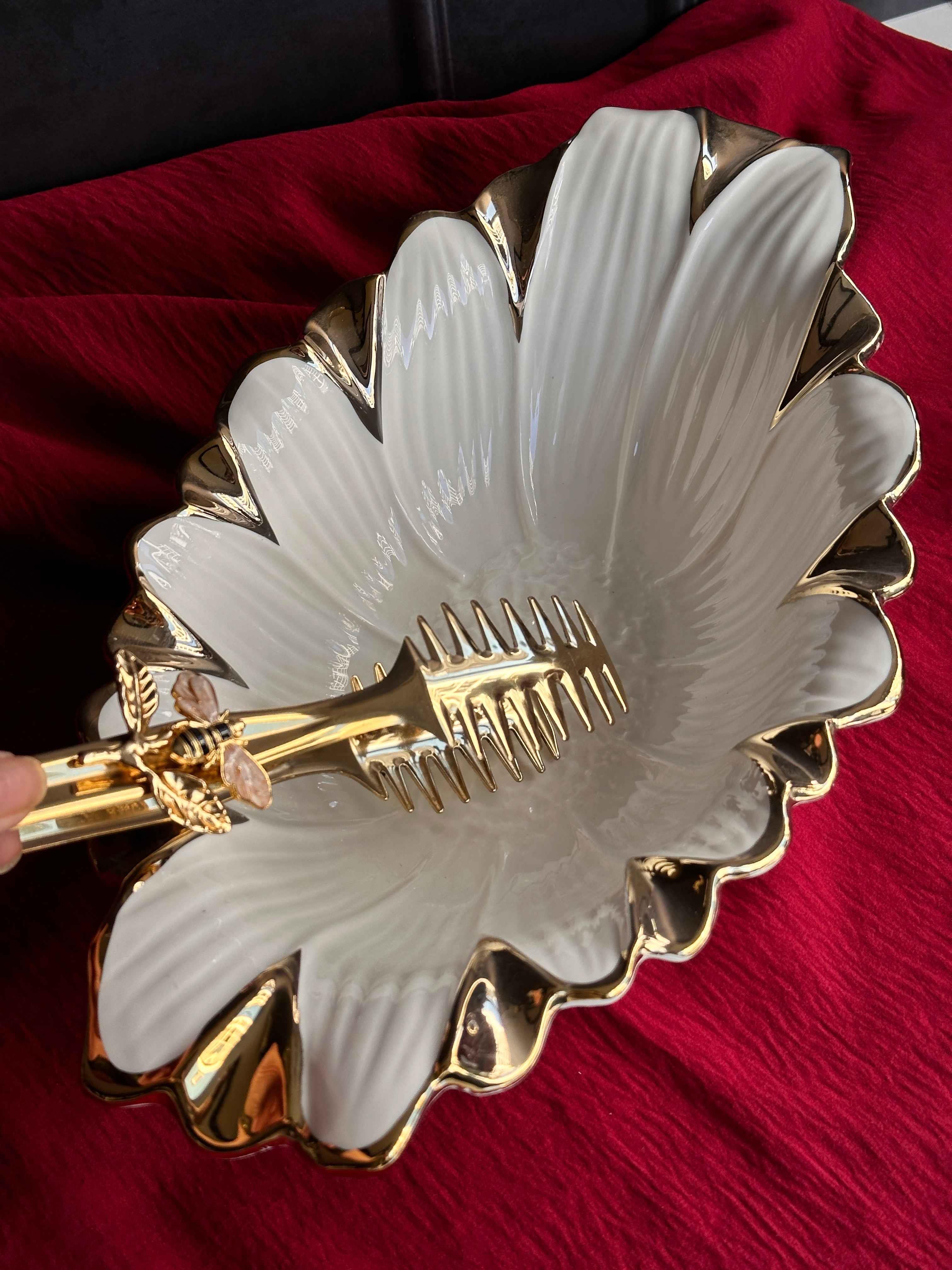 Flora Gold Oval Servis Sunum Tabak 37cm