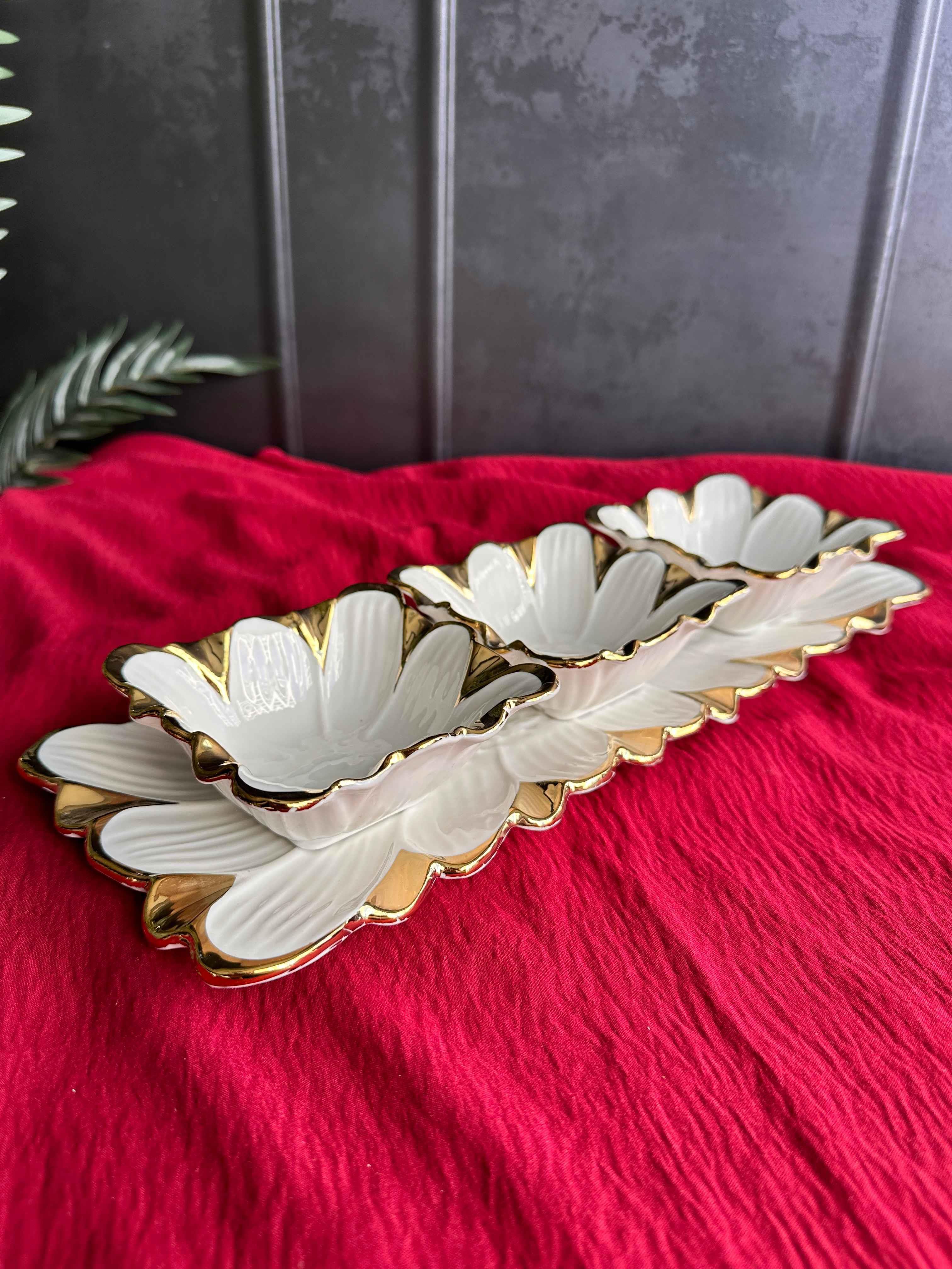 Flora Gold Sunum Kase Seti 3'lü