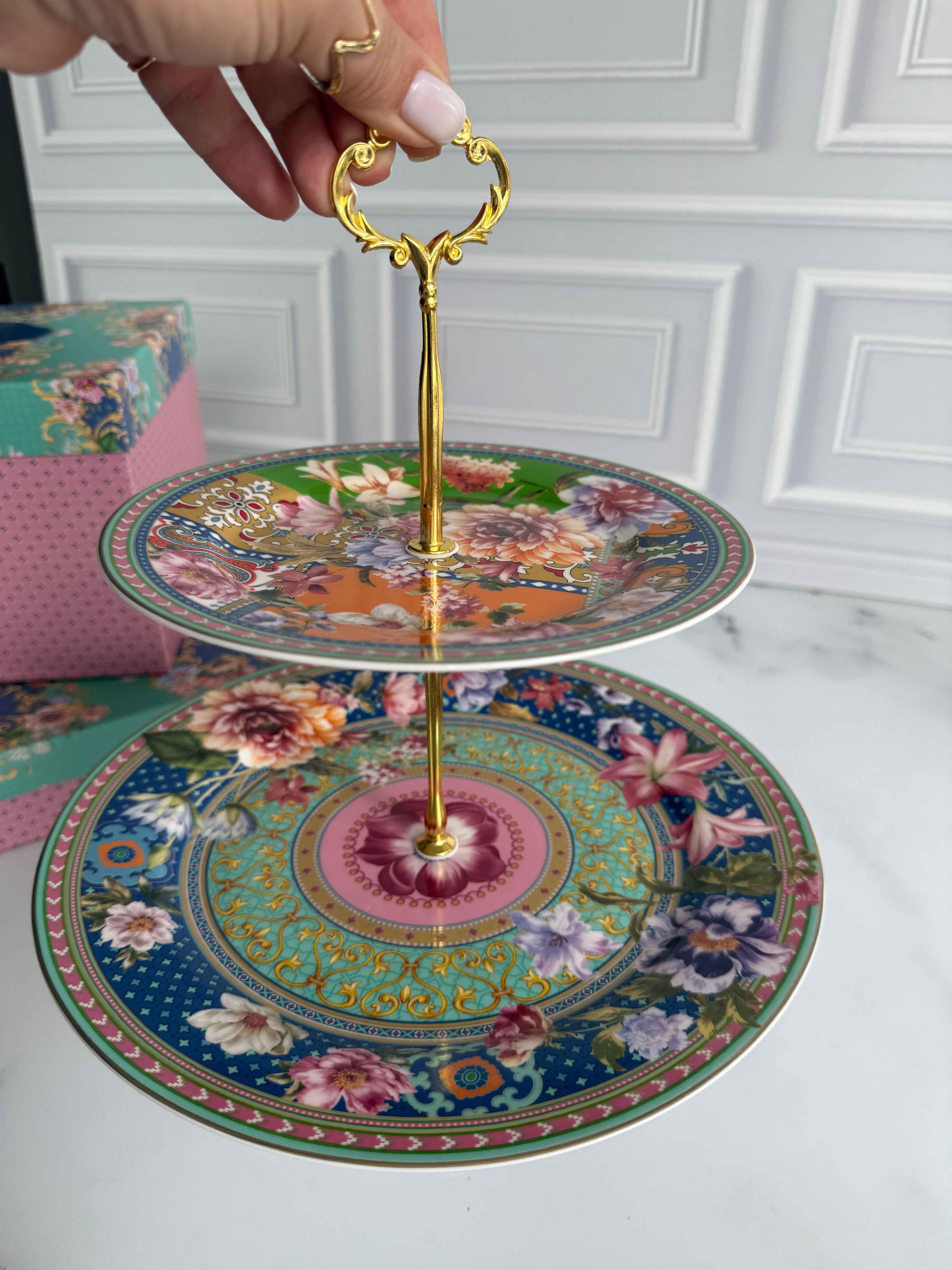Floral Katlı Kek Kurabiye Standı