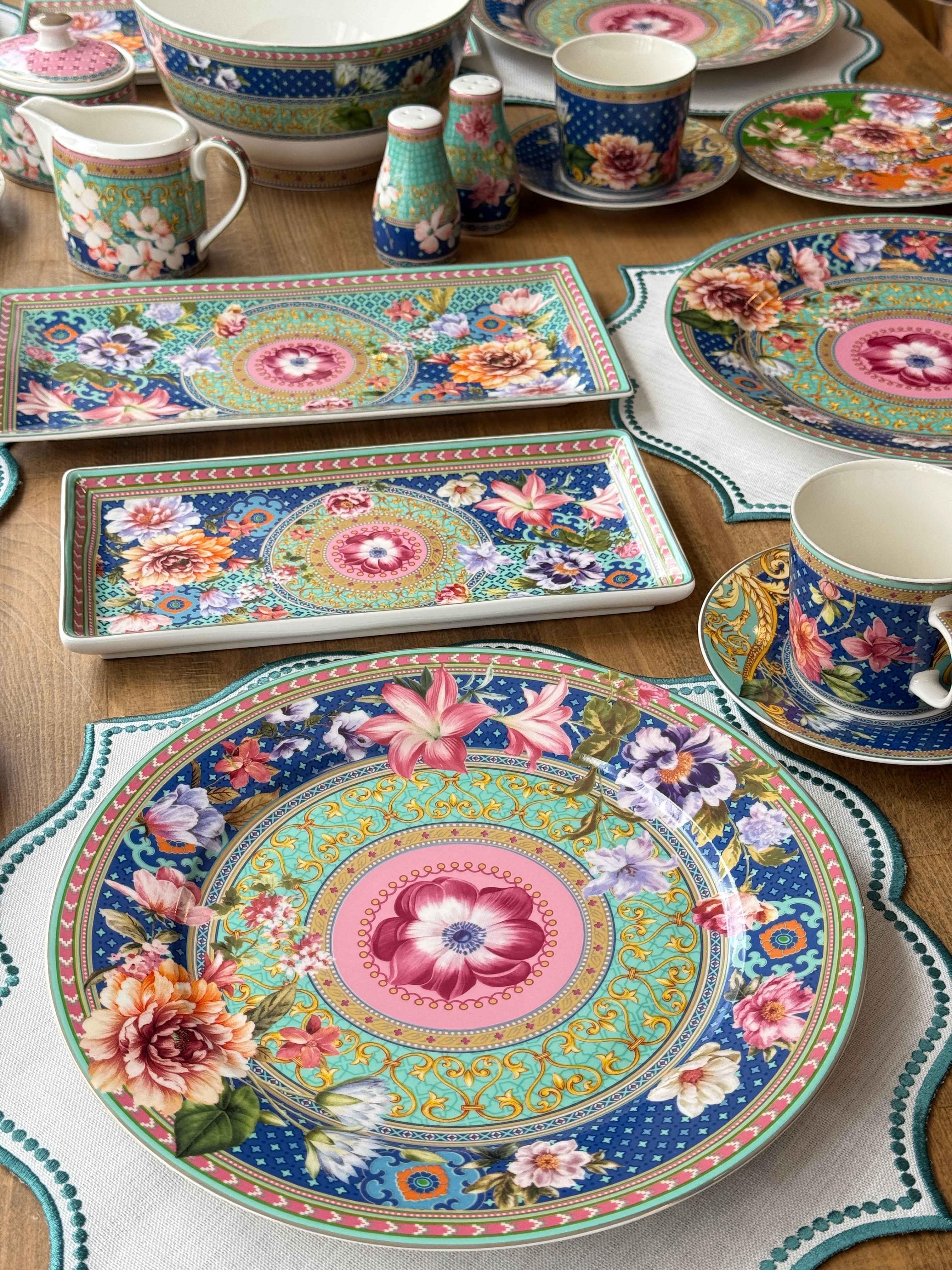 Floral Porselen Kahvaltı Takımı 45 Parça 6 Kişilik