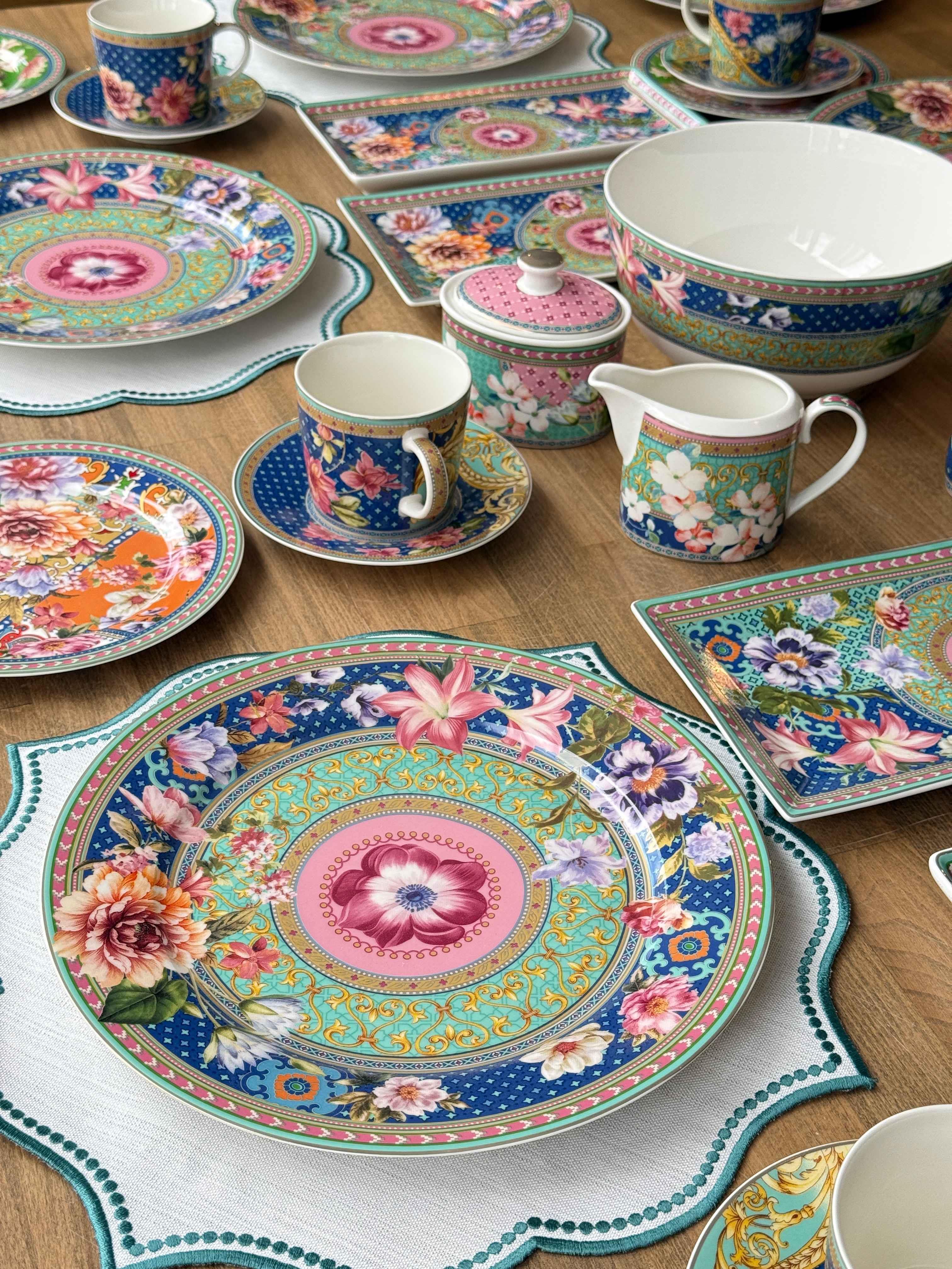 Floral Porselen Kahvaltı Takımı 45 Parça 6 Kişilik