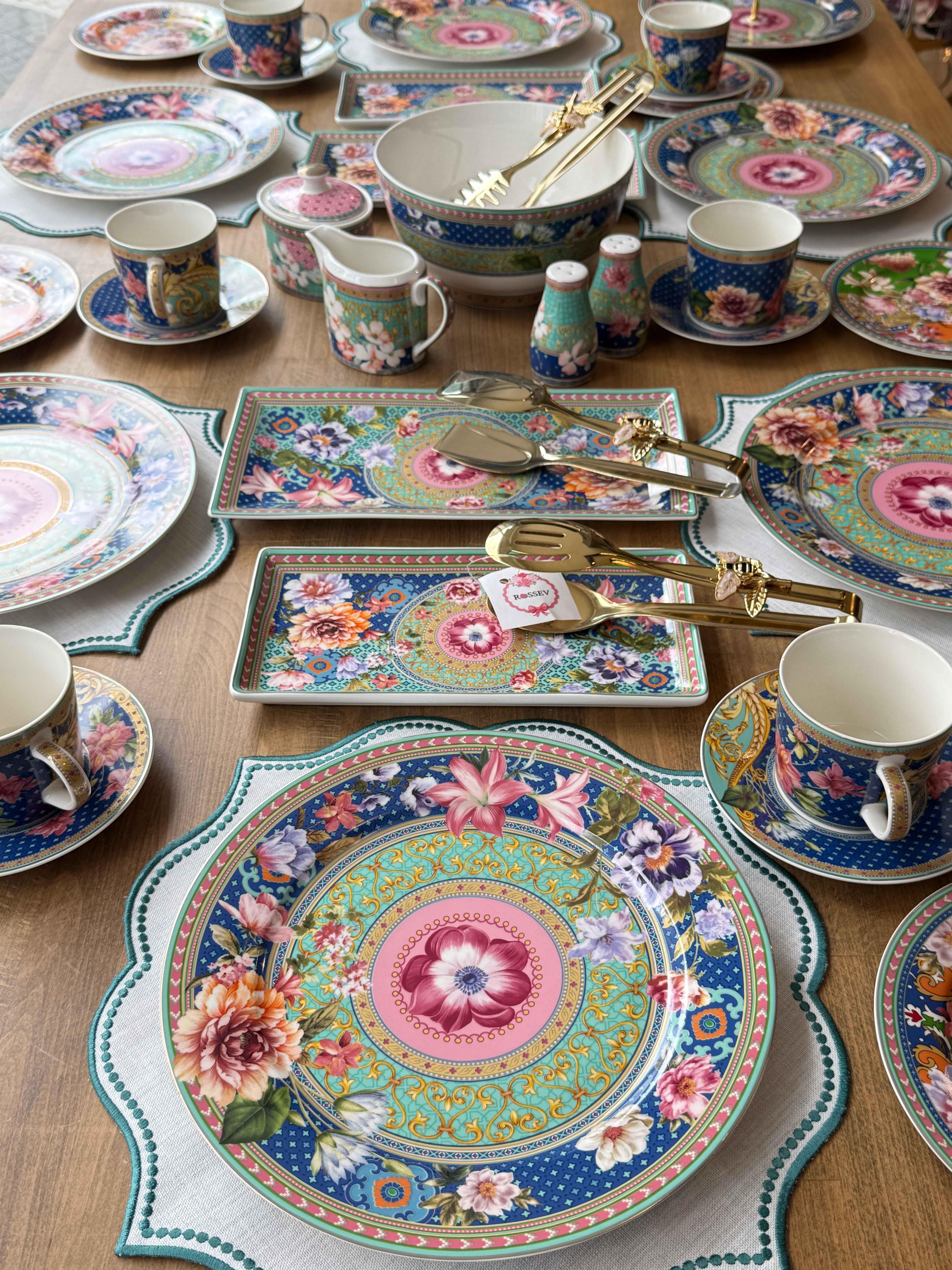 Floral Porselen Kahvaltı Takımı 45 Parça 6 Kişilik