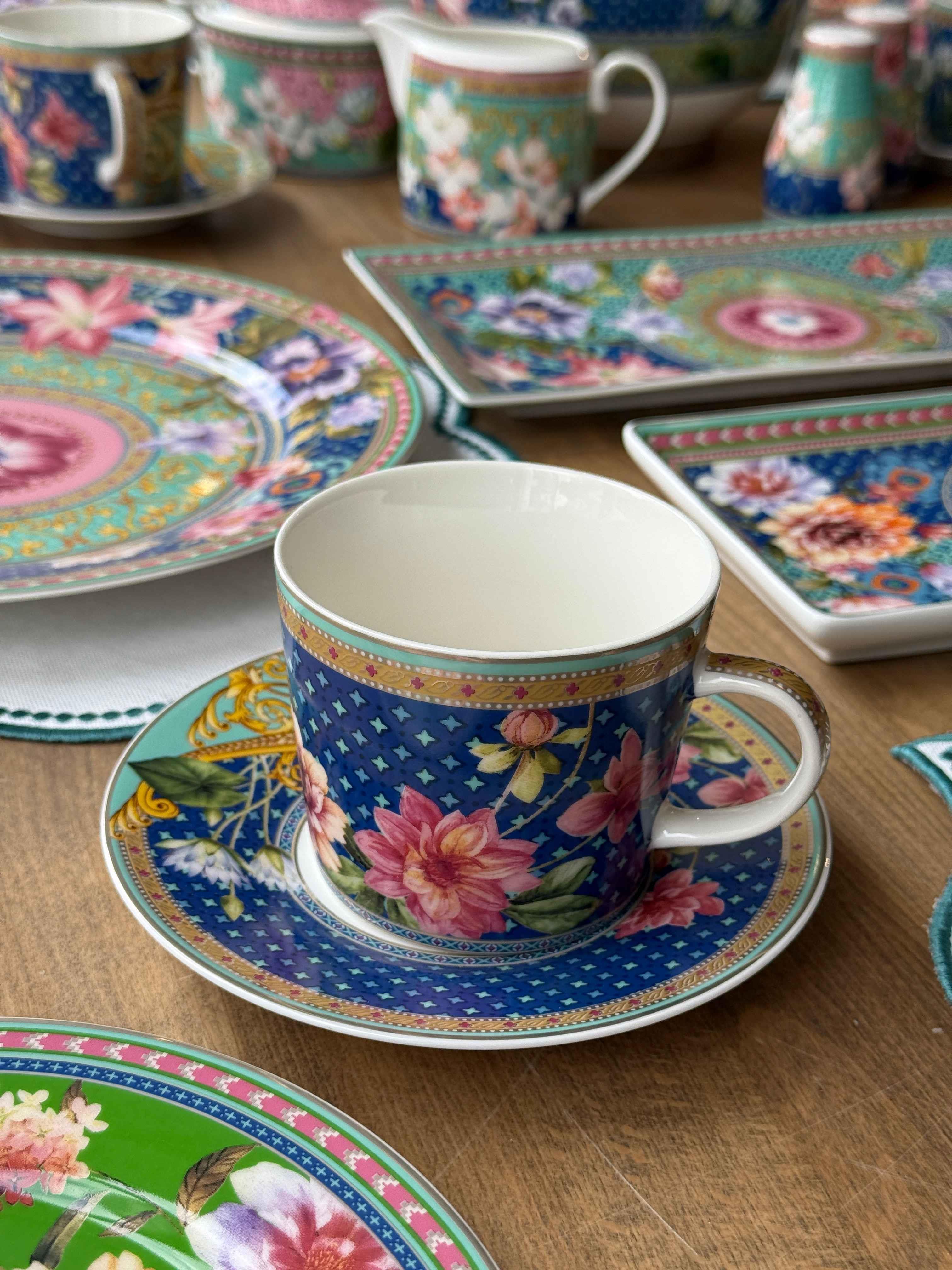 Floral Porselen Kahvaltı Takımı 45 Parça 6 Kişilik