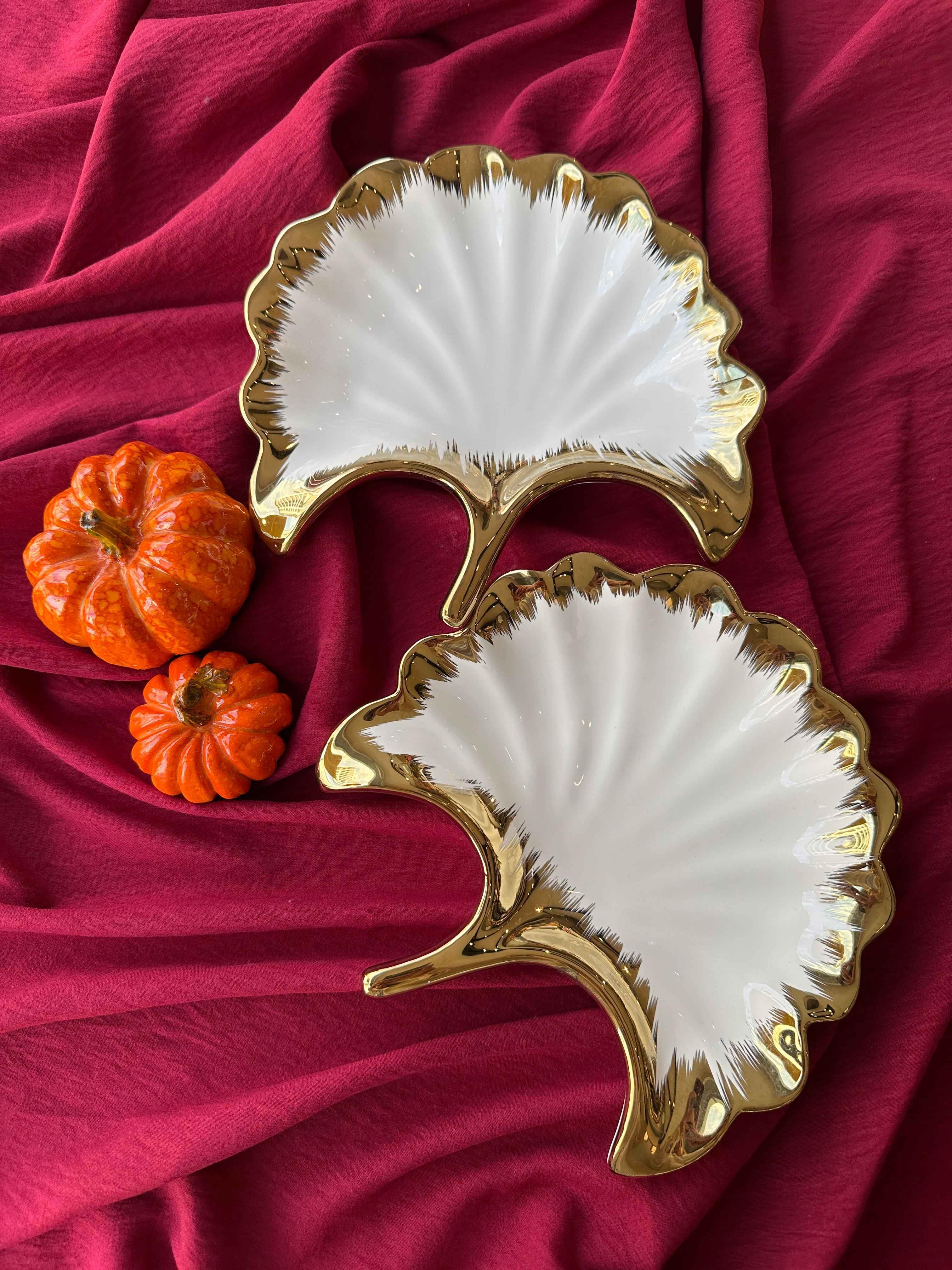 Ginkgo Yaprak Sunum Tabak 2'Lİ
