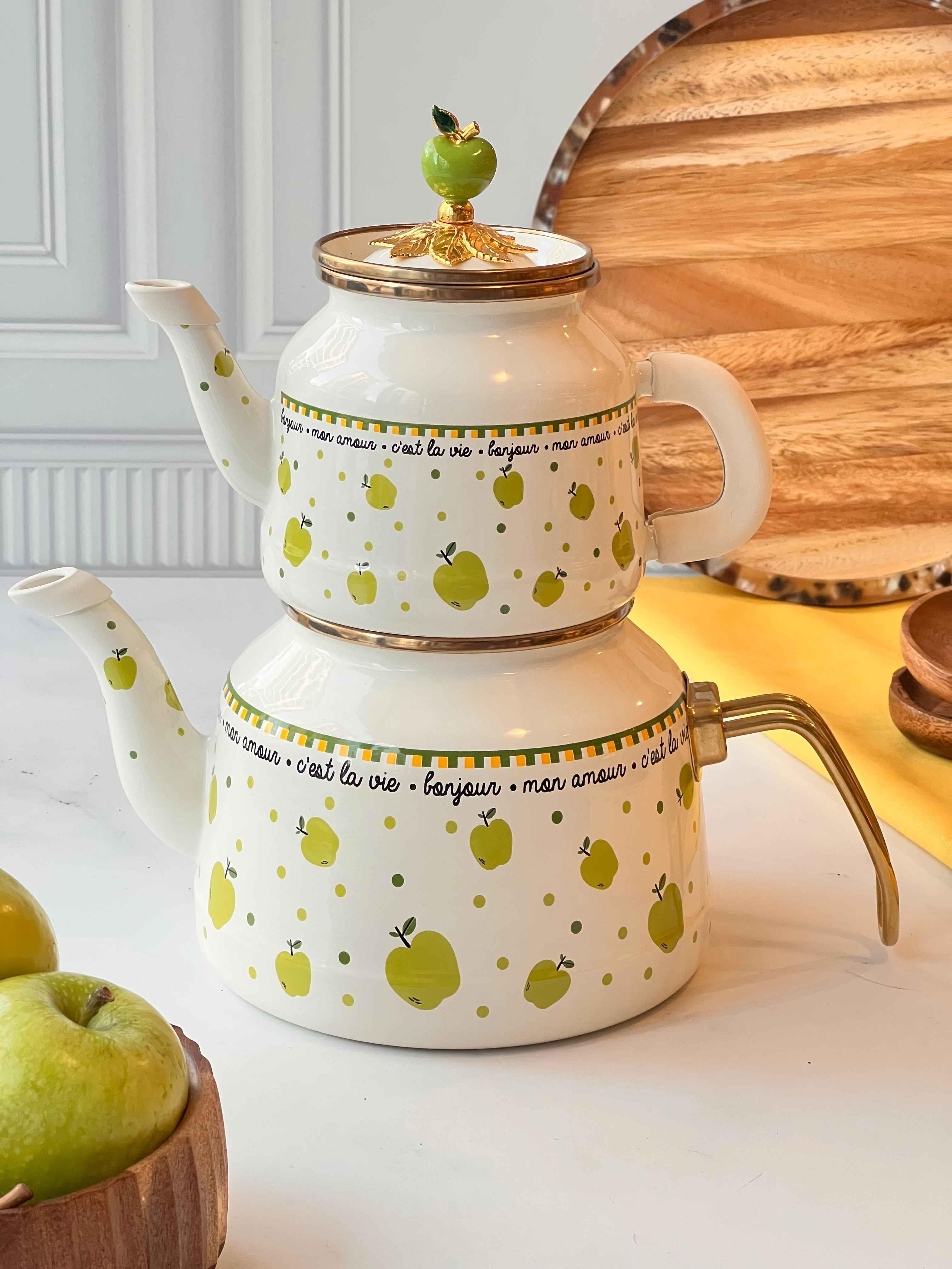 Green Apple Emaye Çaydanlık