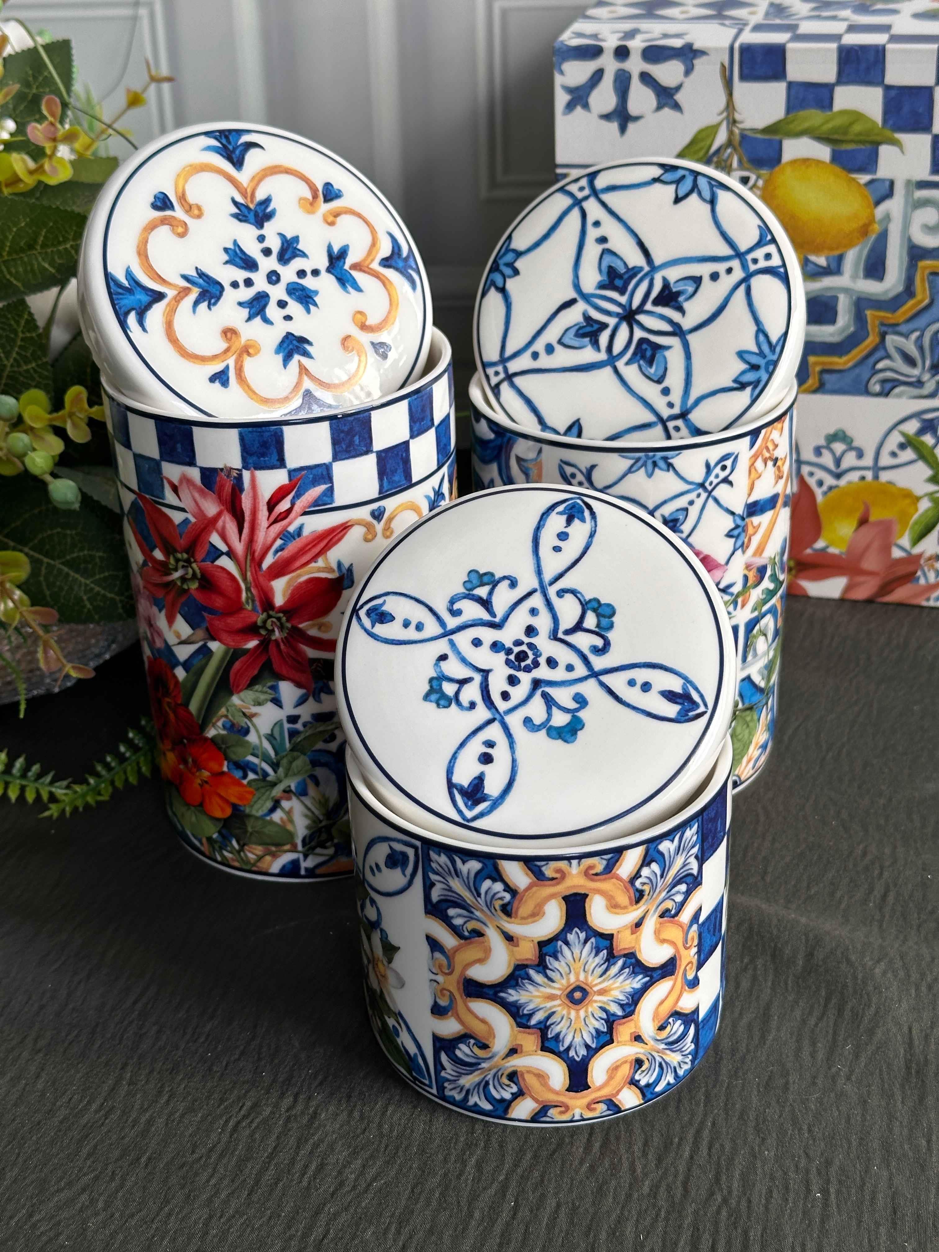 Italy Garden Porselen 3'lü Kavanoz Seti