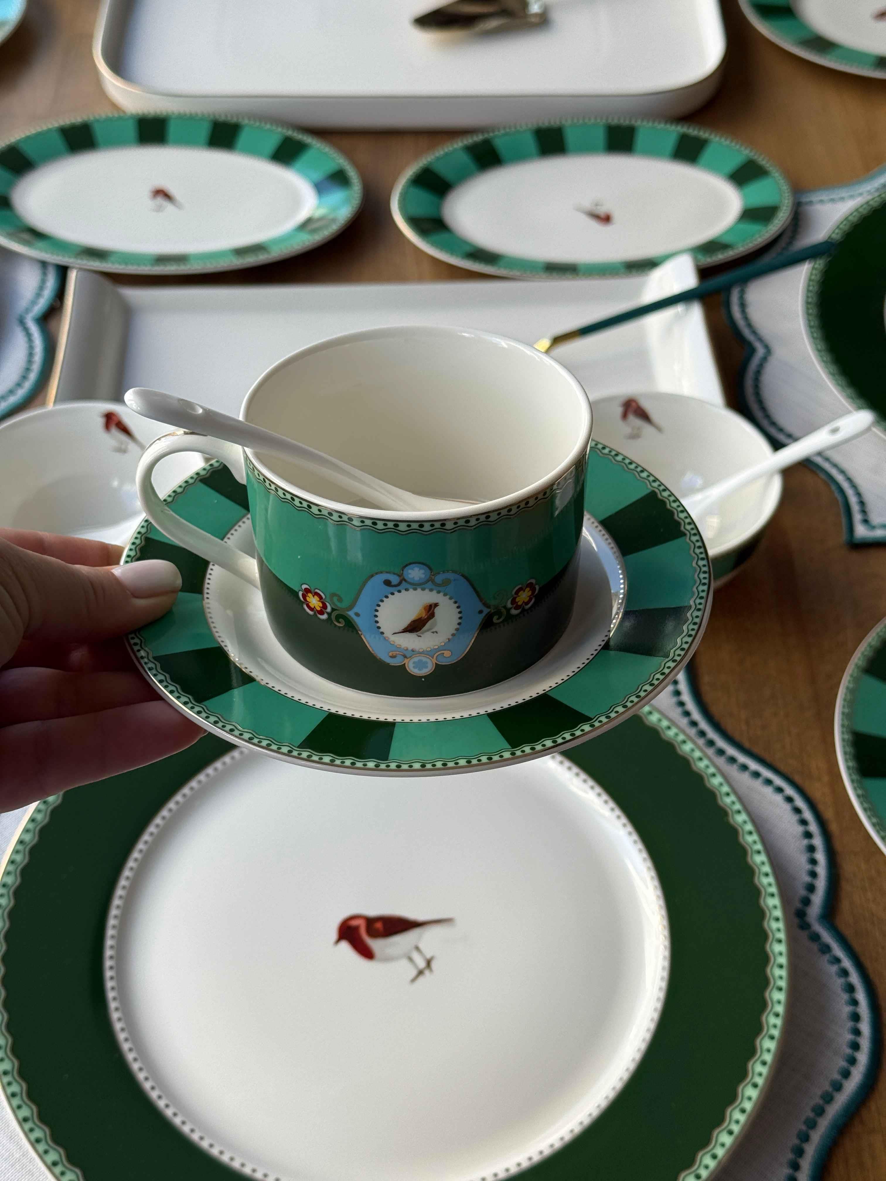 Kahvaltı Takımı Bird Green 62 Parça 6 Kişilik