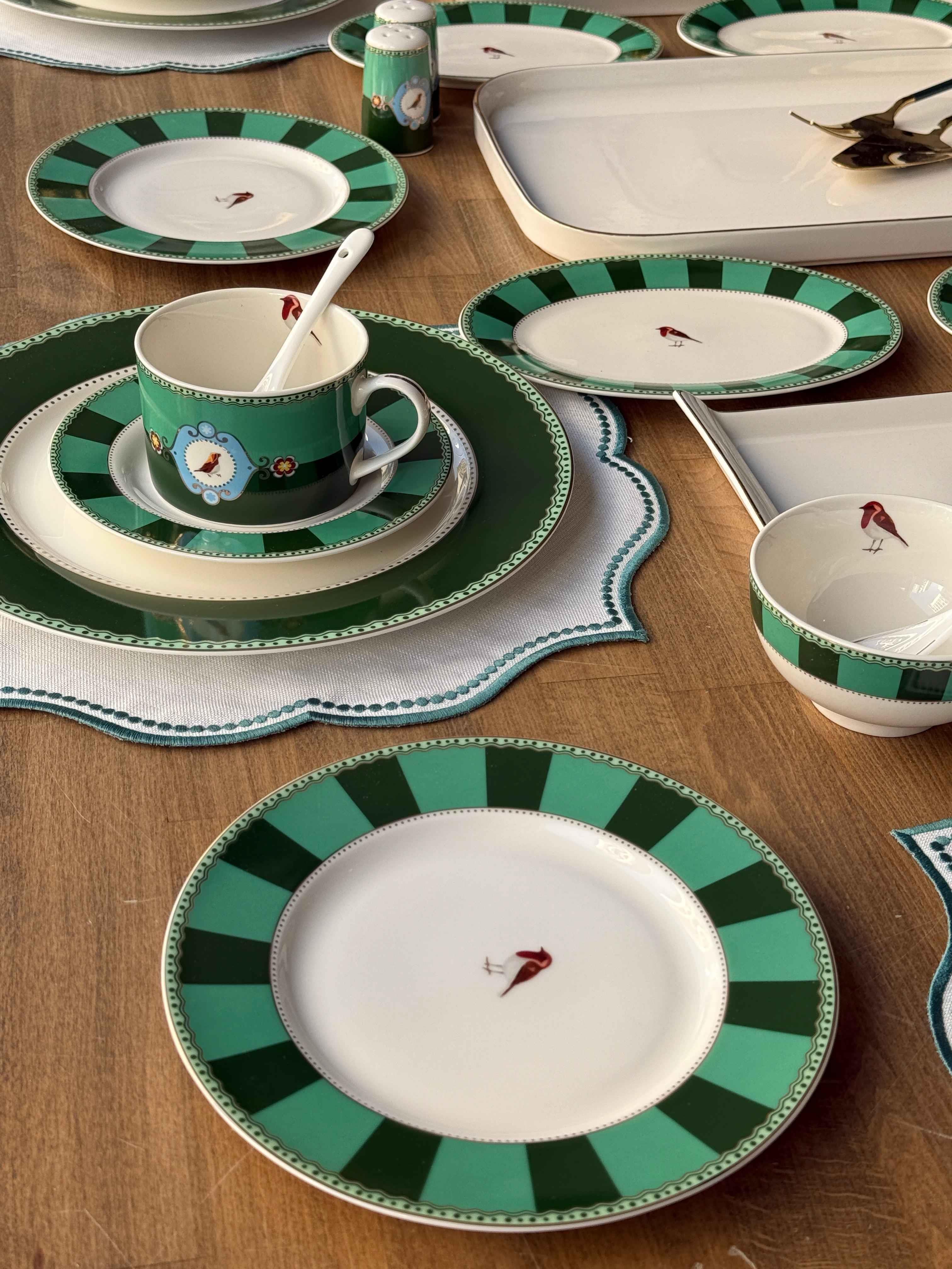 Kahvaltı Takımı Bird Green 62 Parça 6 Kişilik