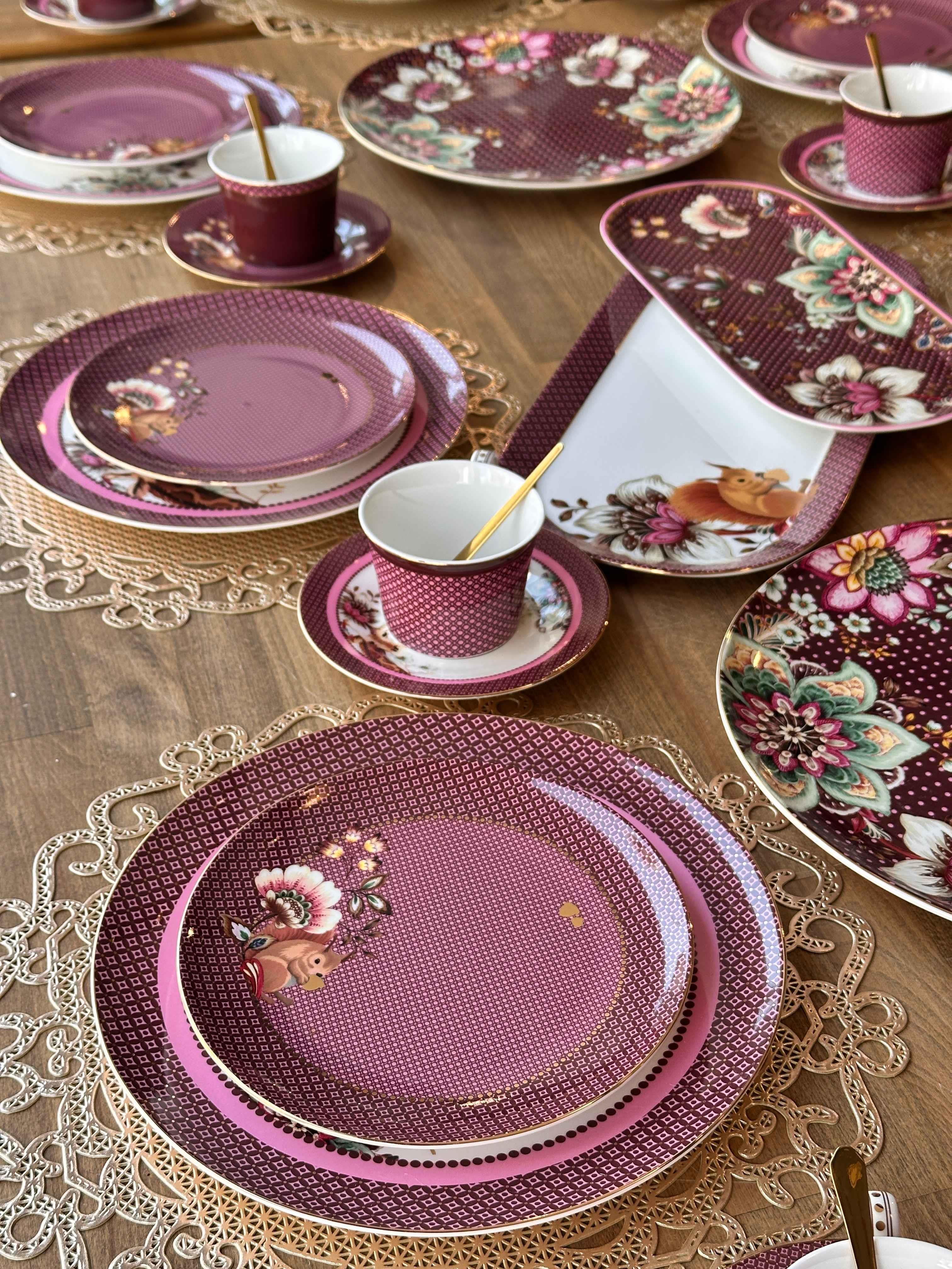 Kahvaltı Takımı Magenta  52 Parça 8 Kişilik