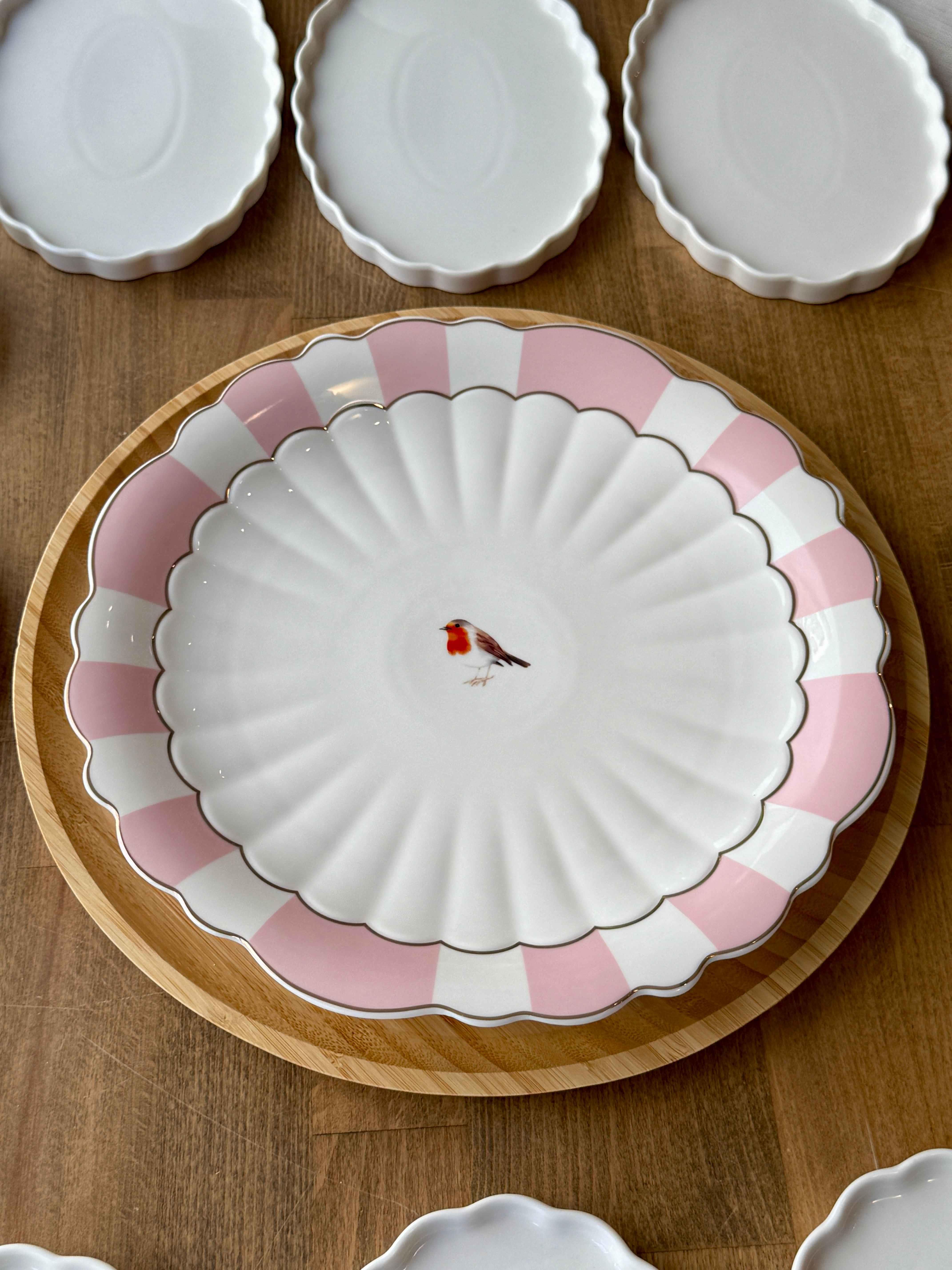 Kahvaltı Takımı Pink Bird 54 Parça 6 Kişilik