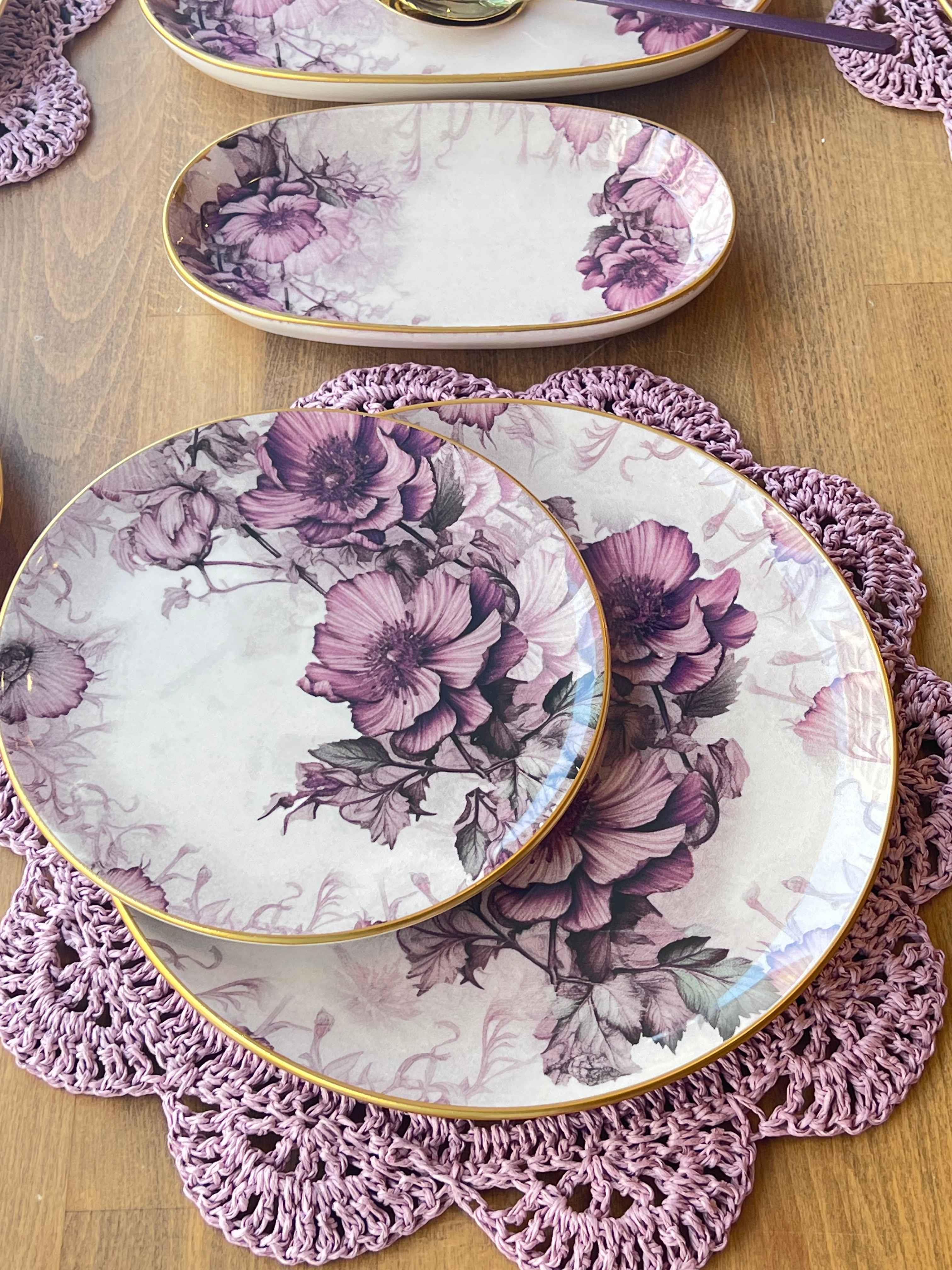 Kahvaltı Takımı Purple Rose 32 Parça 6 Kişilik