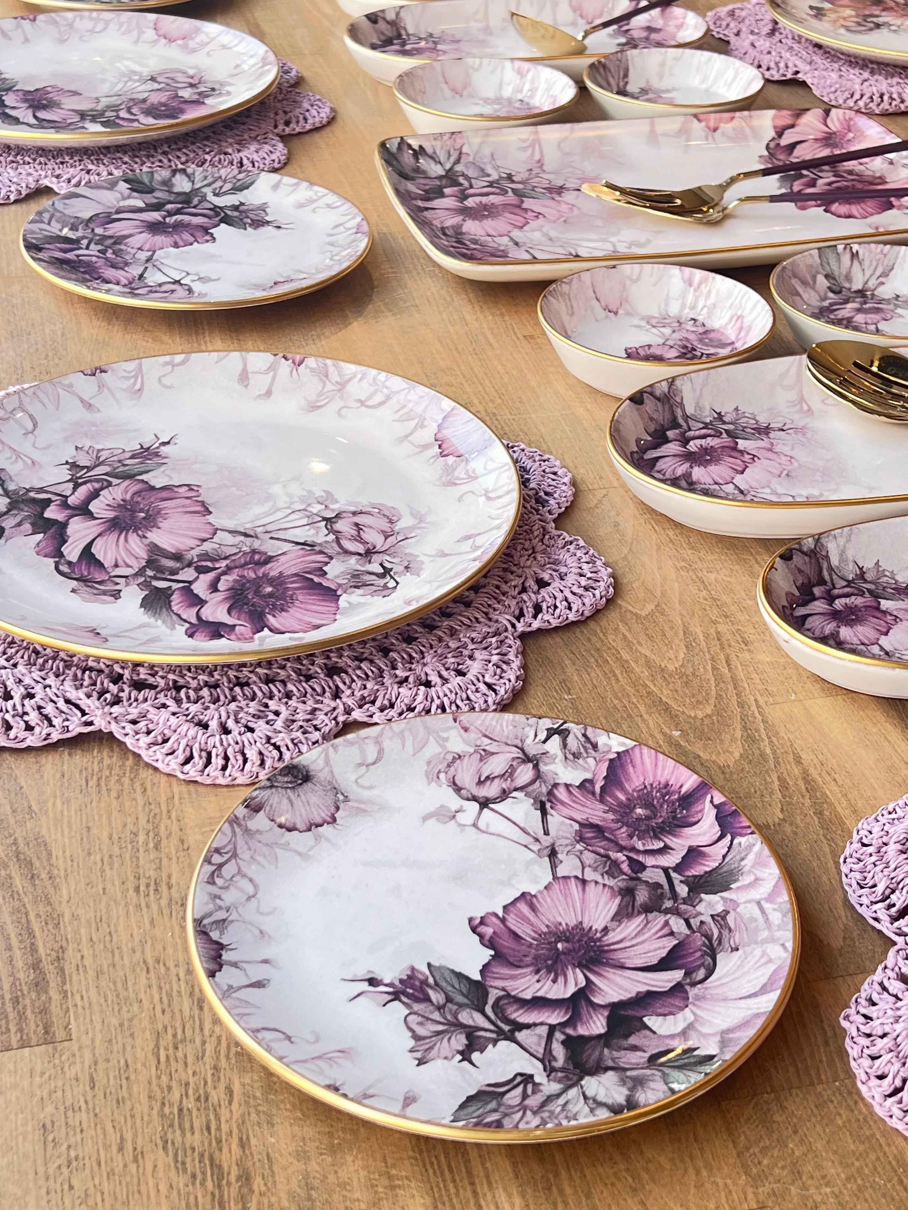 Kahvaltı Takımı Purple Rose 32 Parça 6 Kişilik