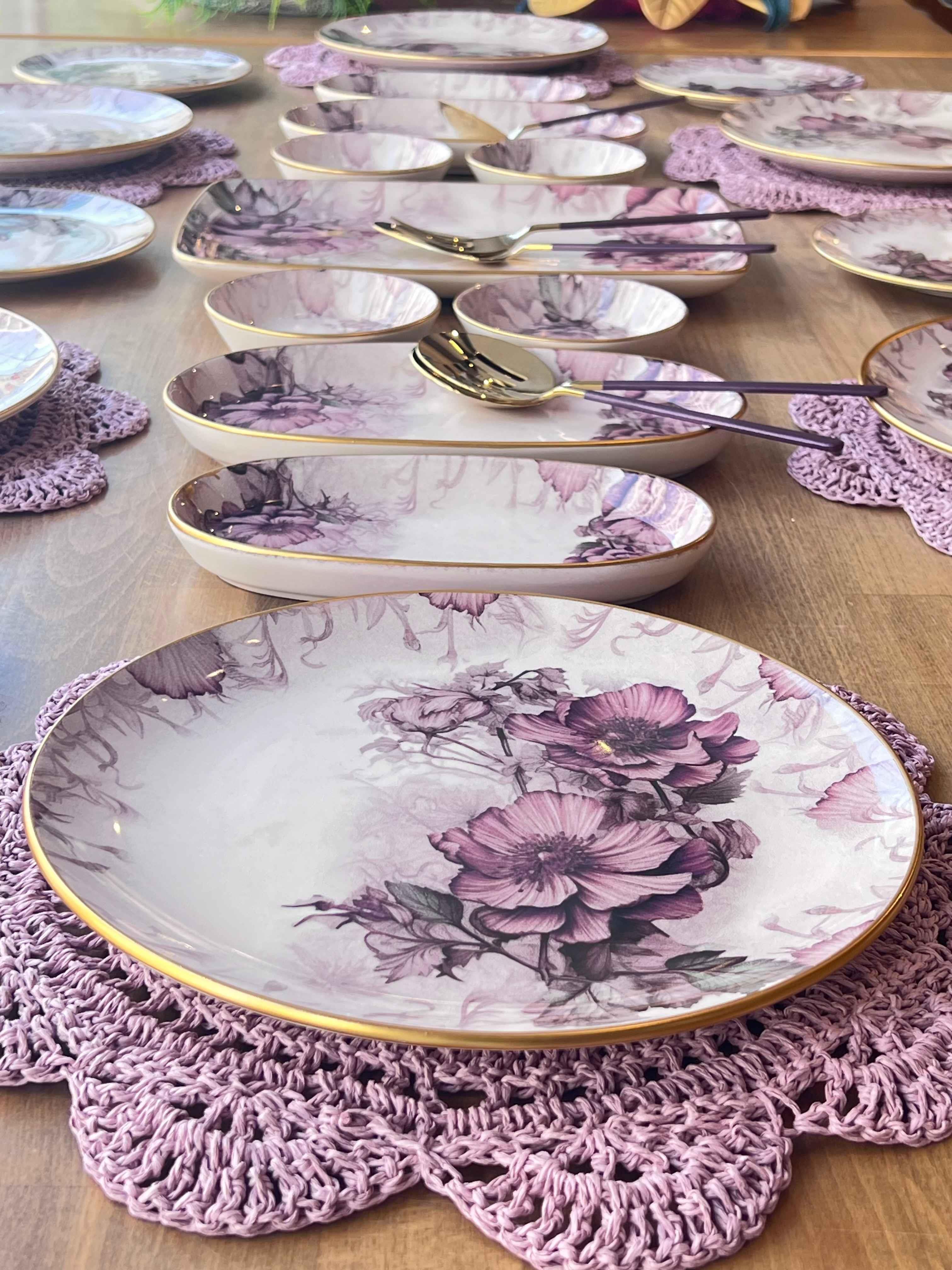 Kahvaltı Takımı Purple Rose 32 Parça 6 Kişilik