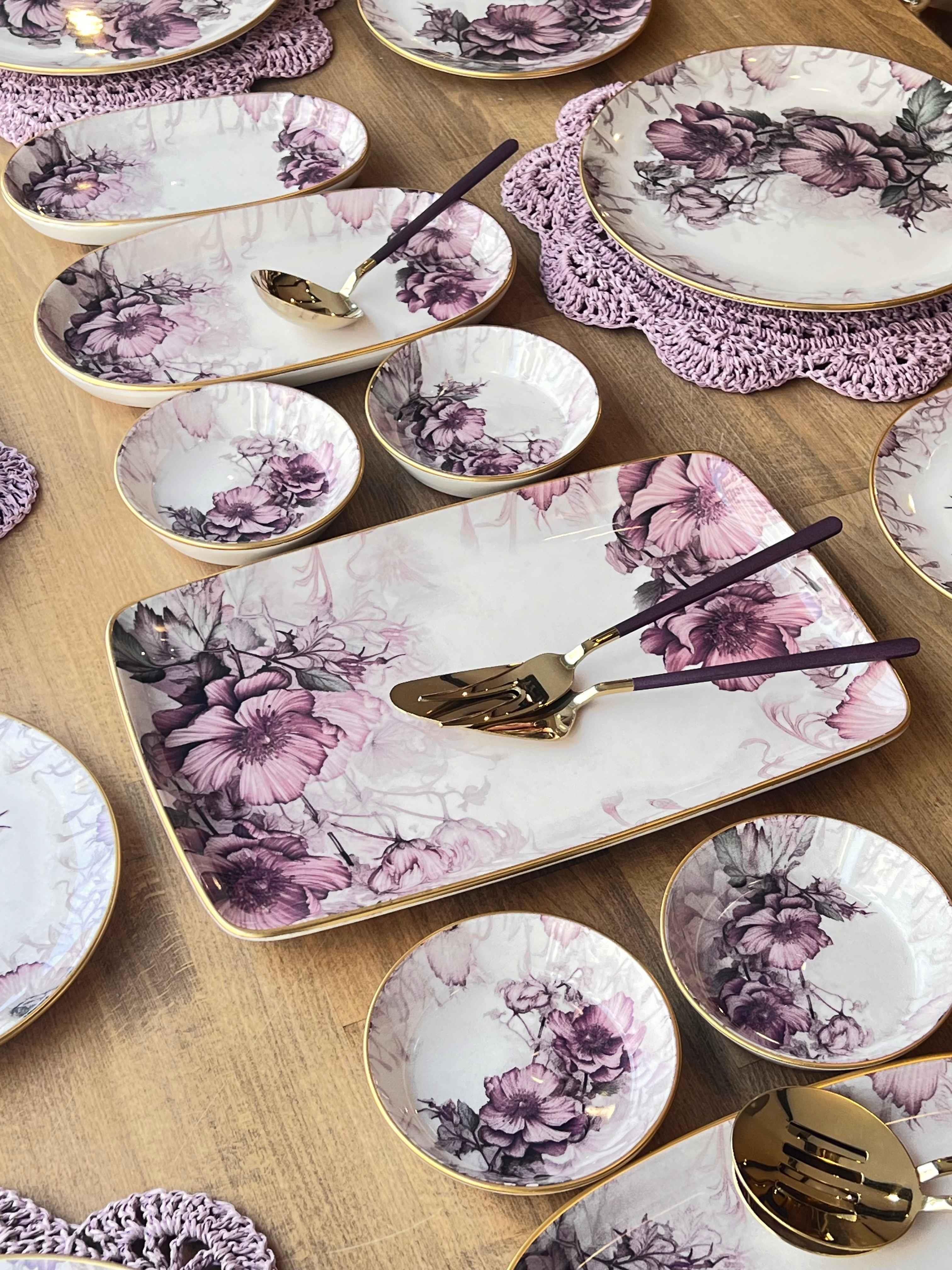 Kahvaltı Takımı Purple Rose 32 Parça 6 Kişilik