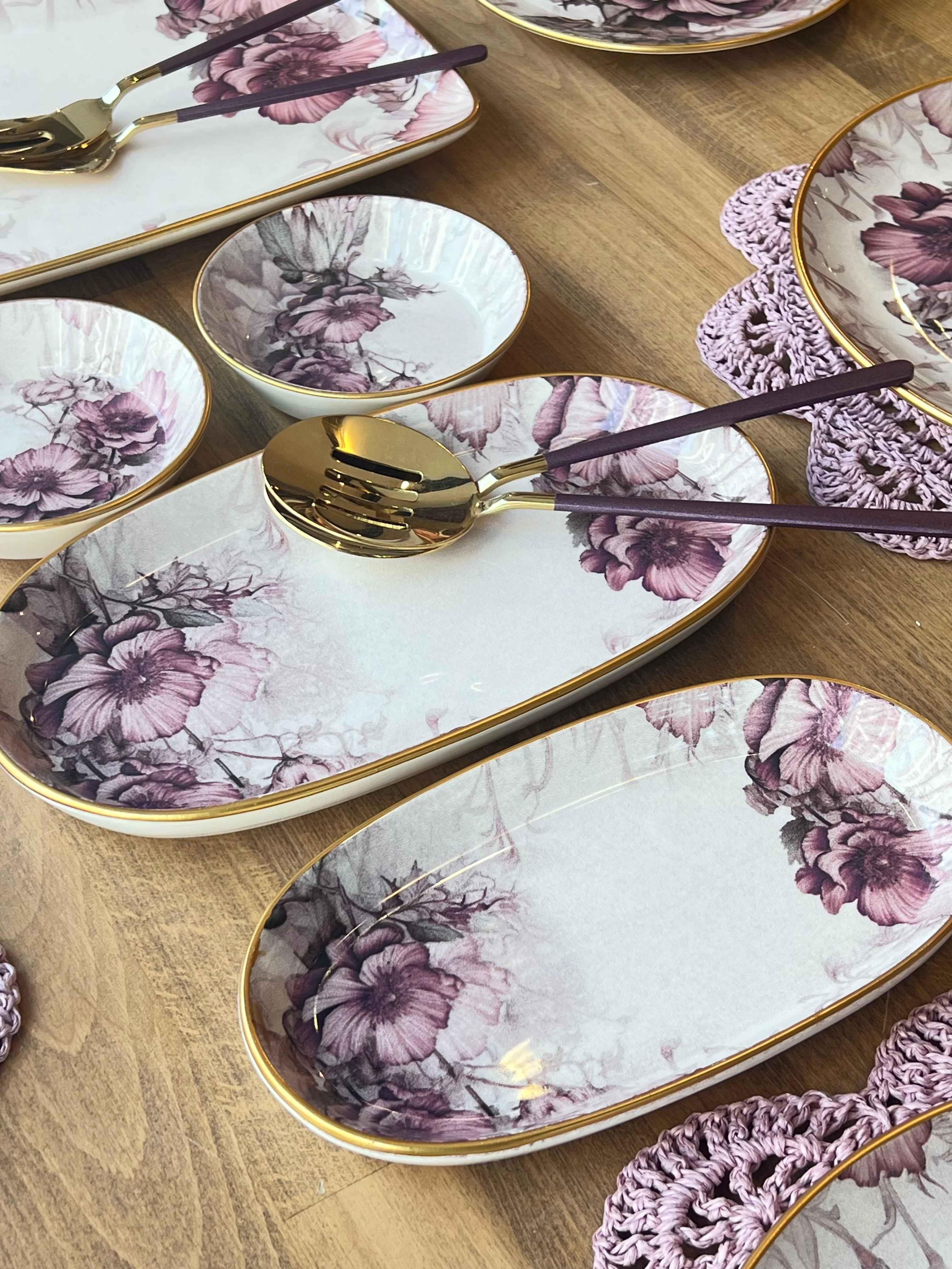 Kahvaltı Takımı Purple Rose 32 Parça 6 Kişilik