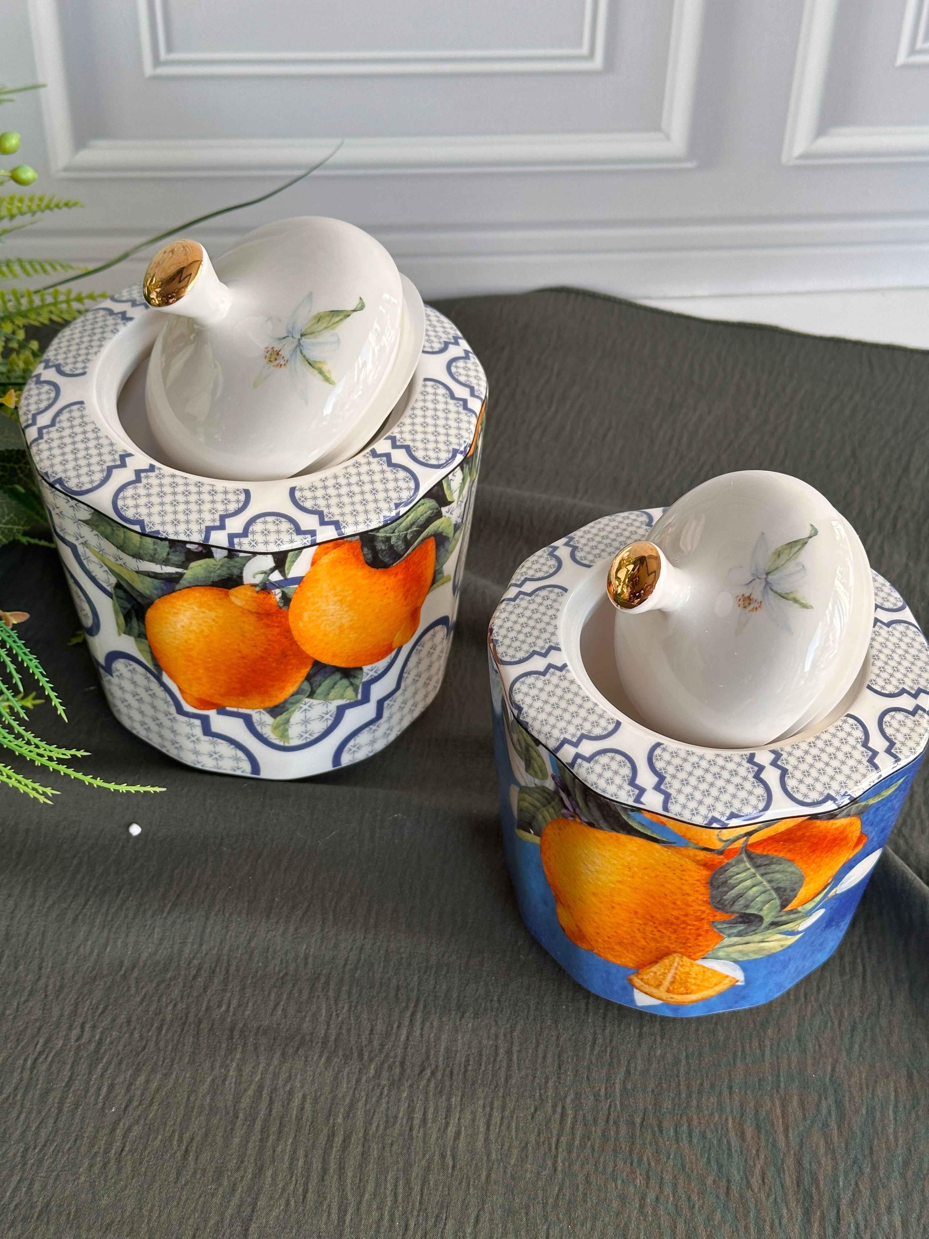 Lemons 2'Li Porselen Kavanoz Seti