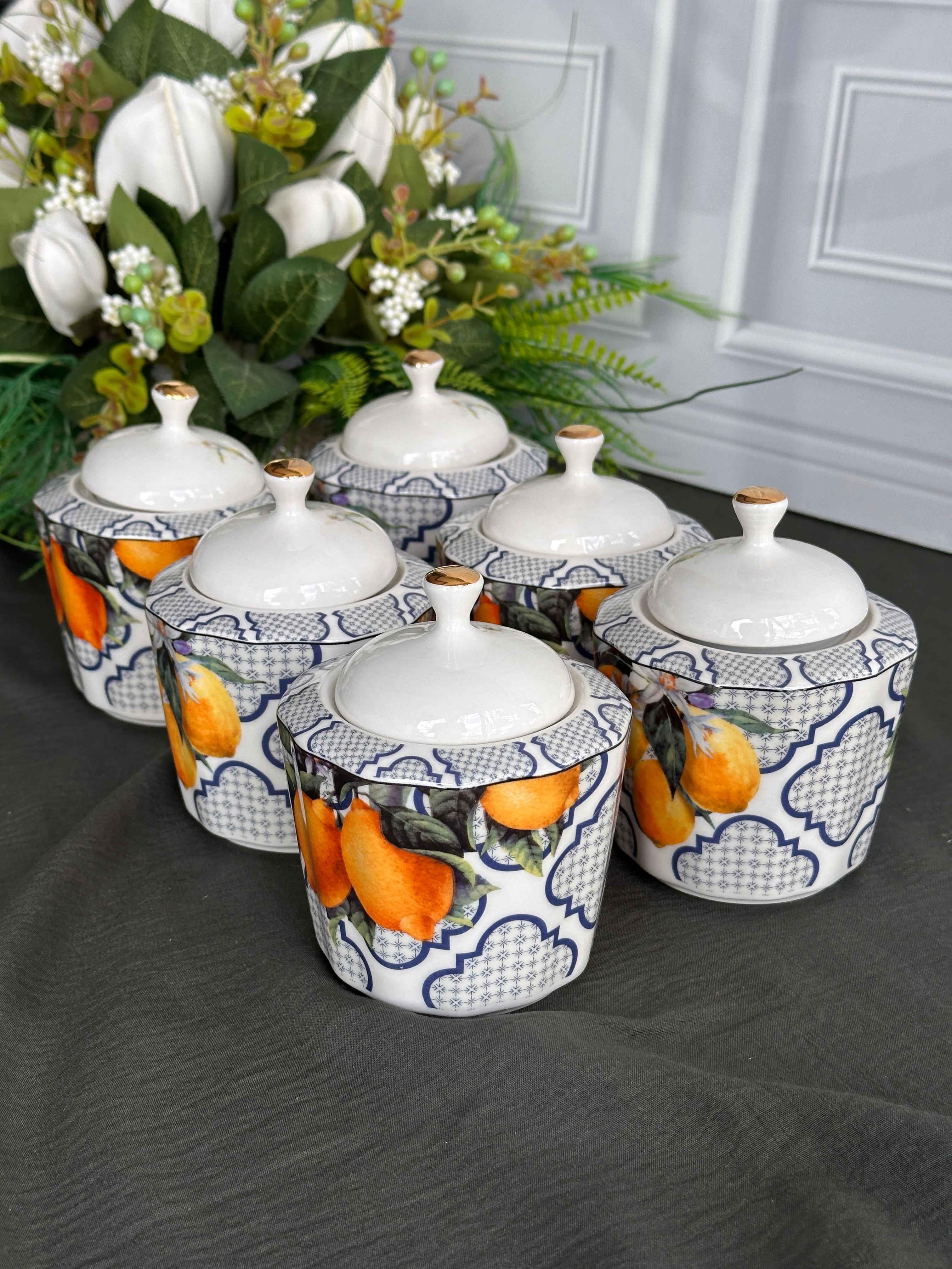 Lemons 6'Lı Porselen Kavanoz Seti