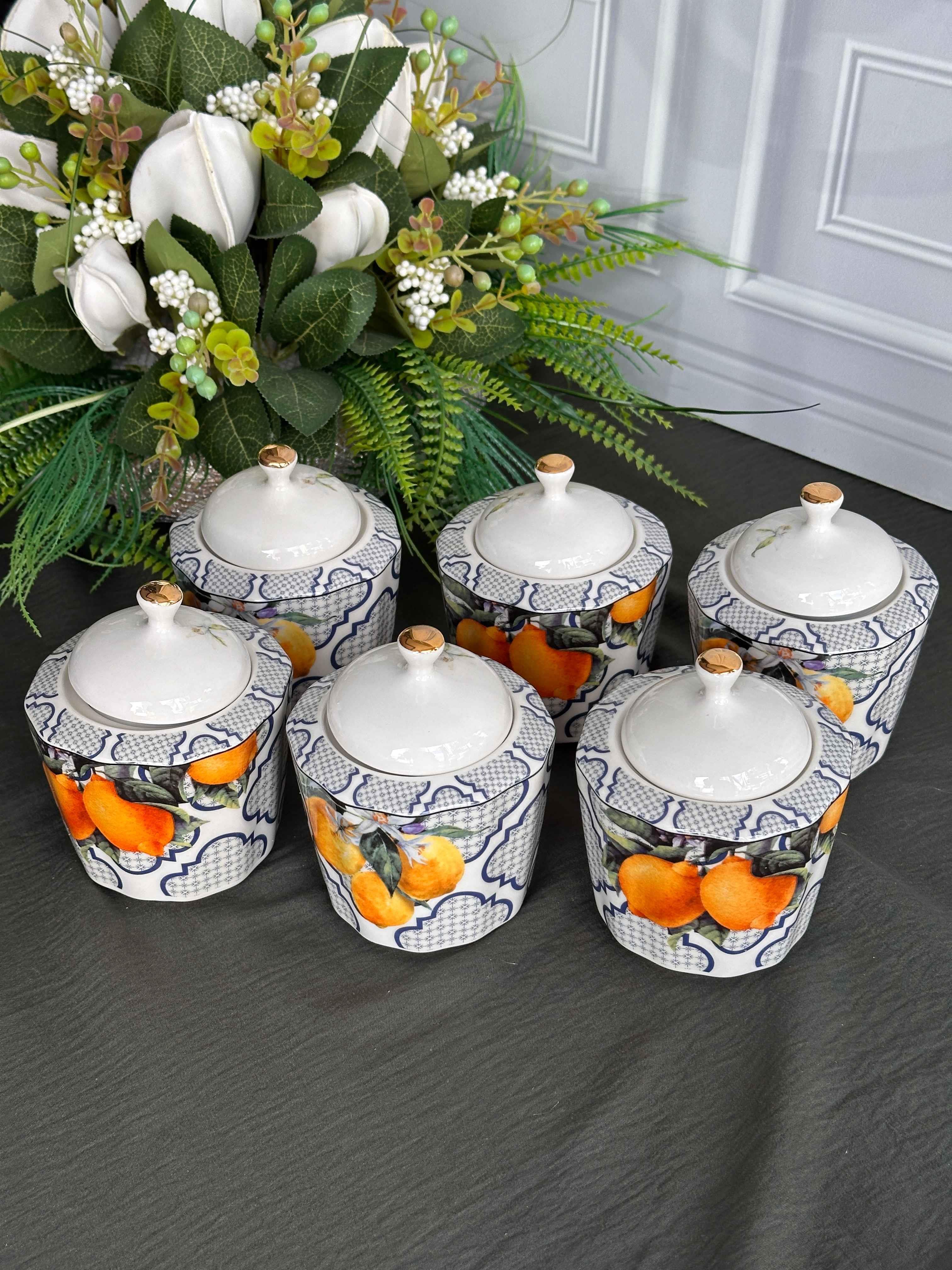 Lemons 6'Lı Porselen Kavanoz Seti