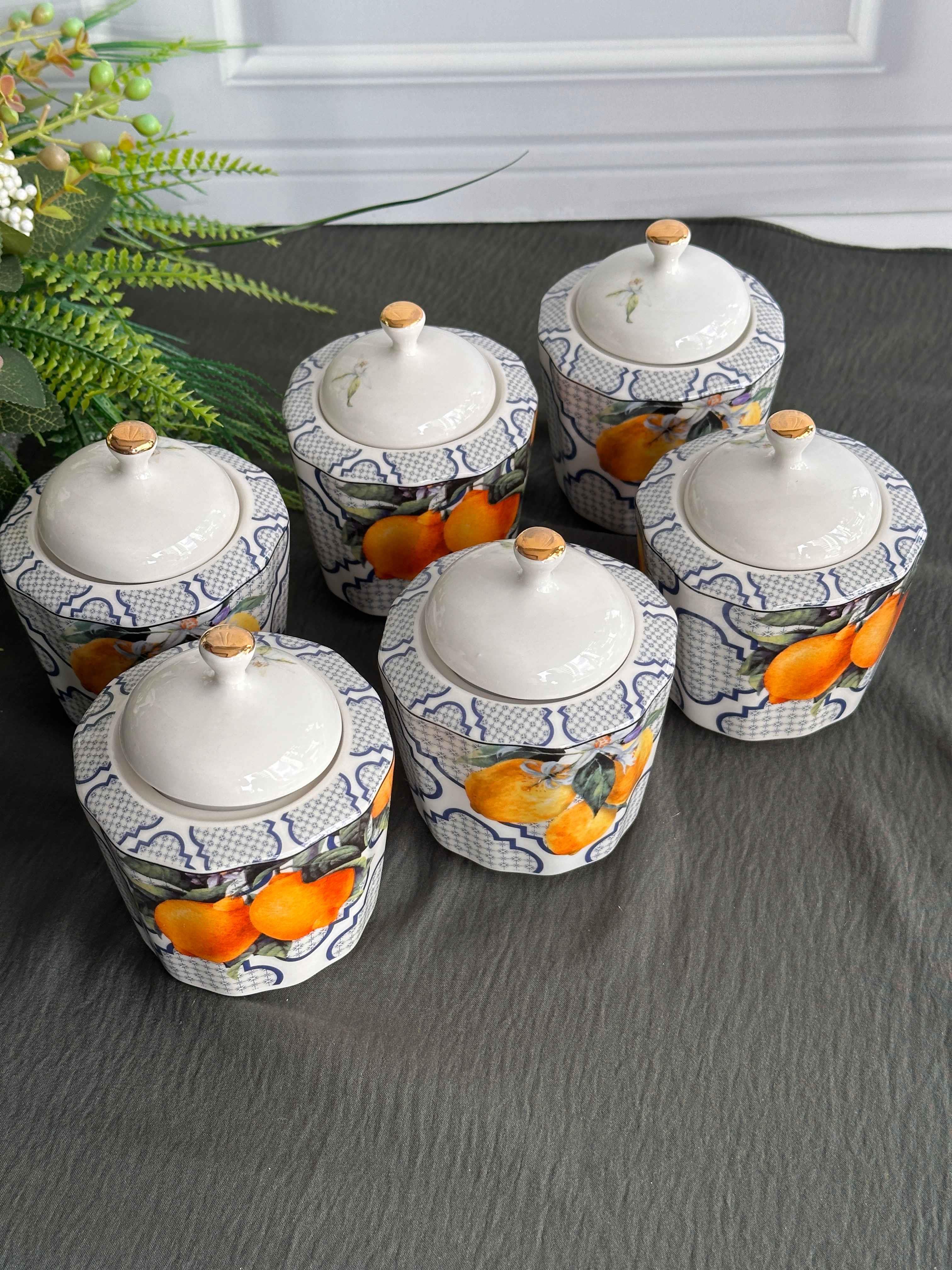 Lemons 6'Lı Porselen Kavanoz Seti