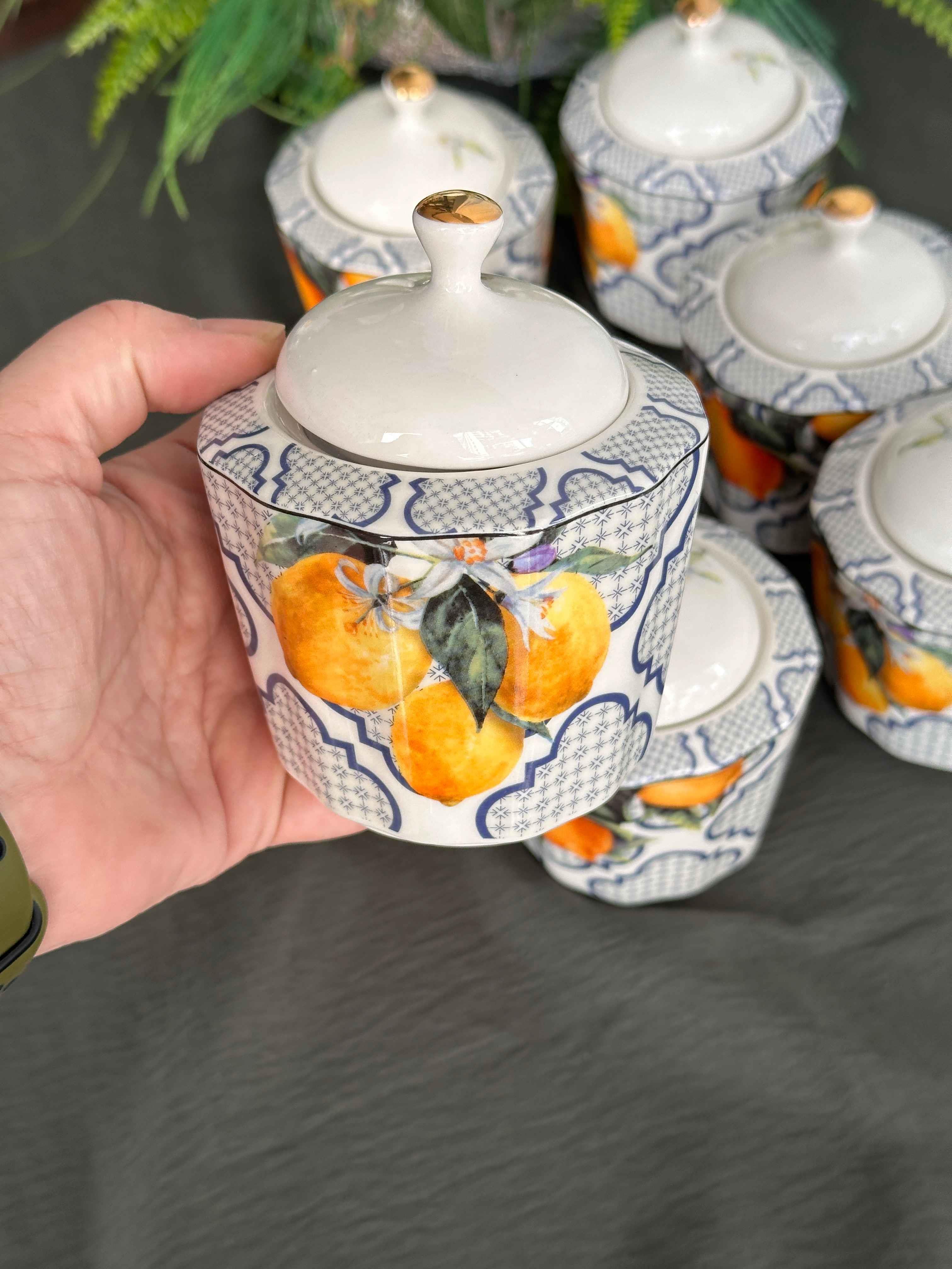 Lemons 6'Lı Porselen Kavanoz Seti