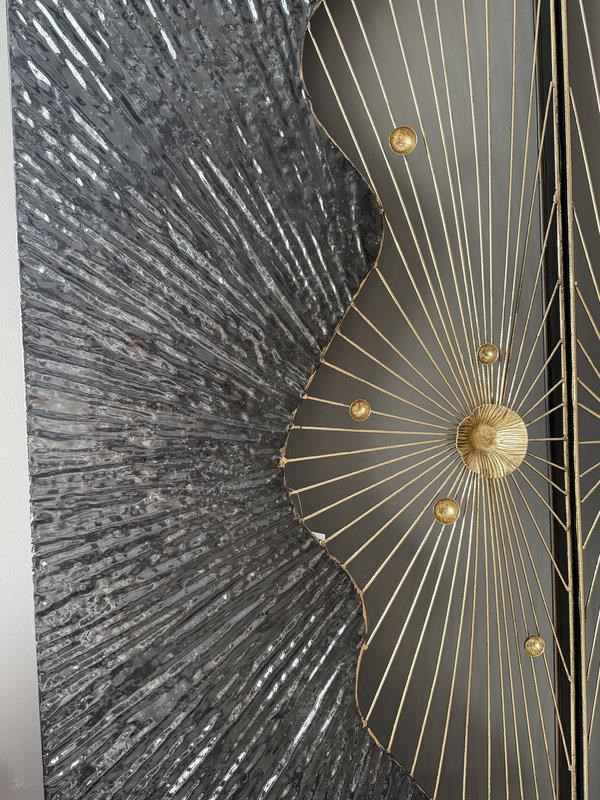 Metal Duvar Panosu 100x100cm Işınsal – Siyah Gold