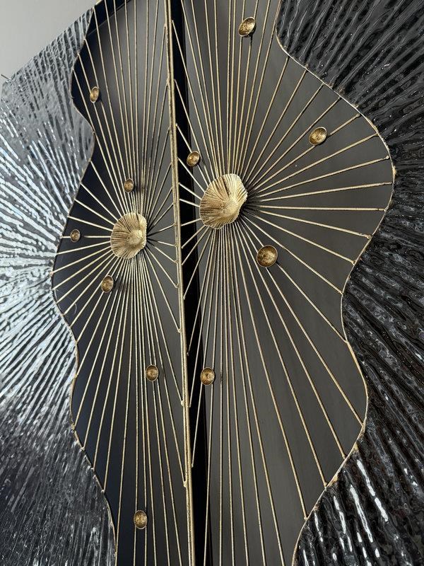 Metal Duvar Panosu 100x100cm Işınsal – Siyah Gold