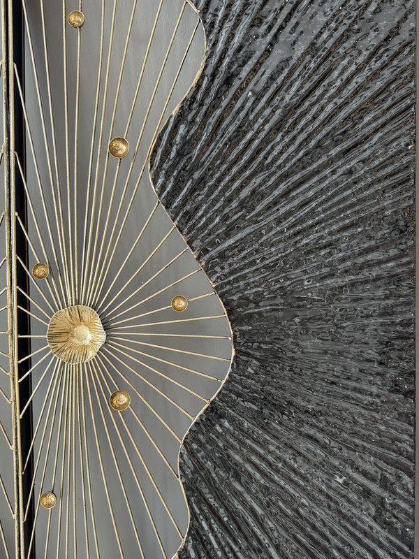 Metal Duvar Panosu 100x100cm Işınsal – Siyah Gold