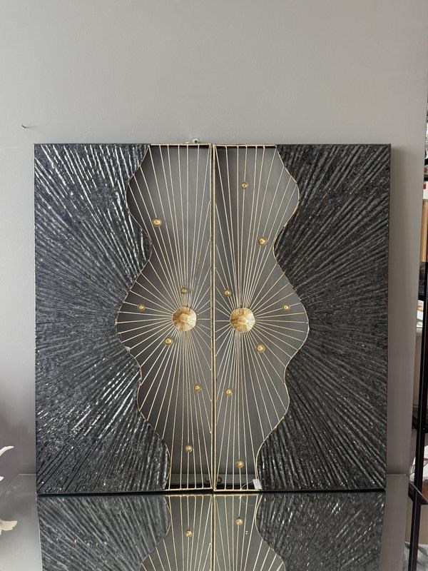 Metal Duvar Panosu 100x100cm Işınsal – Siyah Gold