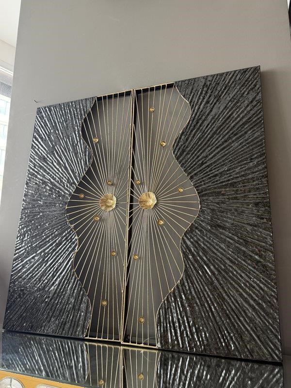 Metal Duvar Panosu 100x100cm Işınsal – Siyah Gold