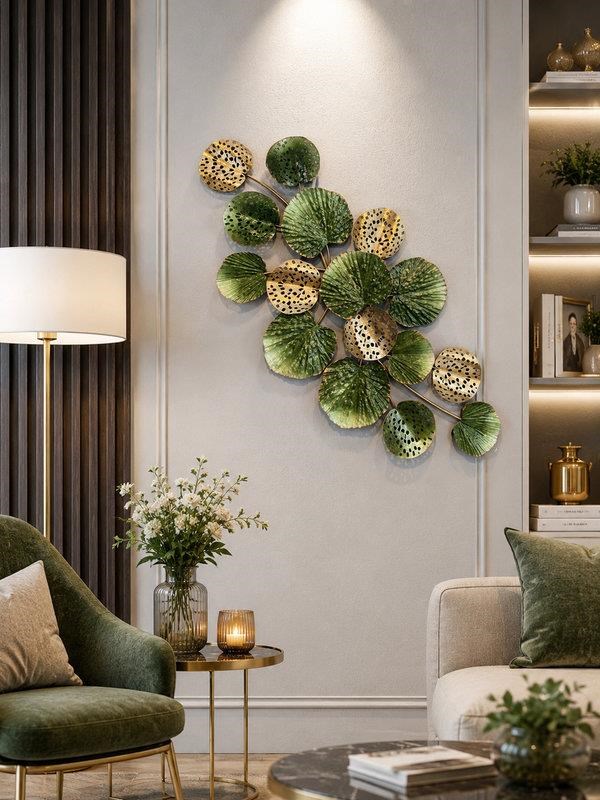 Metal Duvar Panosu 120x55cm Çiçek– Yeşil Gold