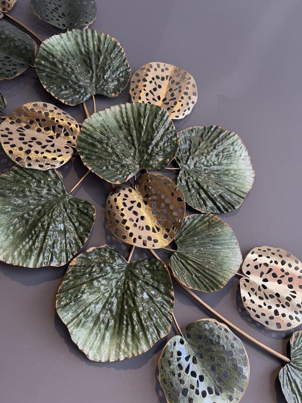 Metal Duvar Panosu 120x55cm Çiçek– Yeşil Gold