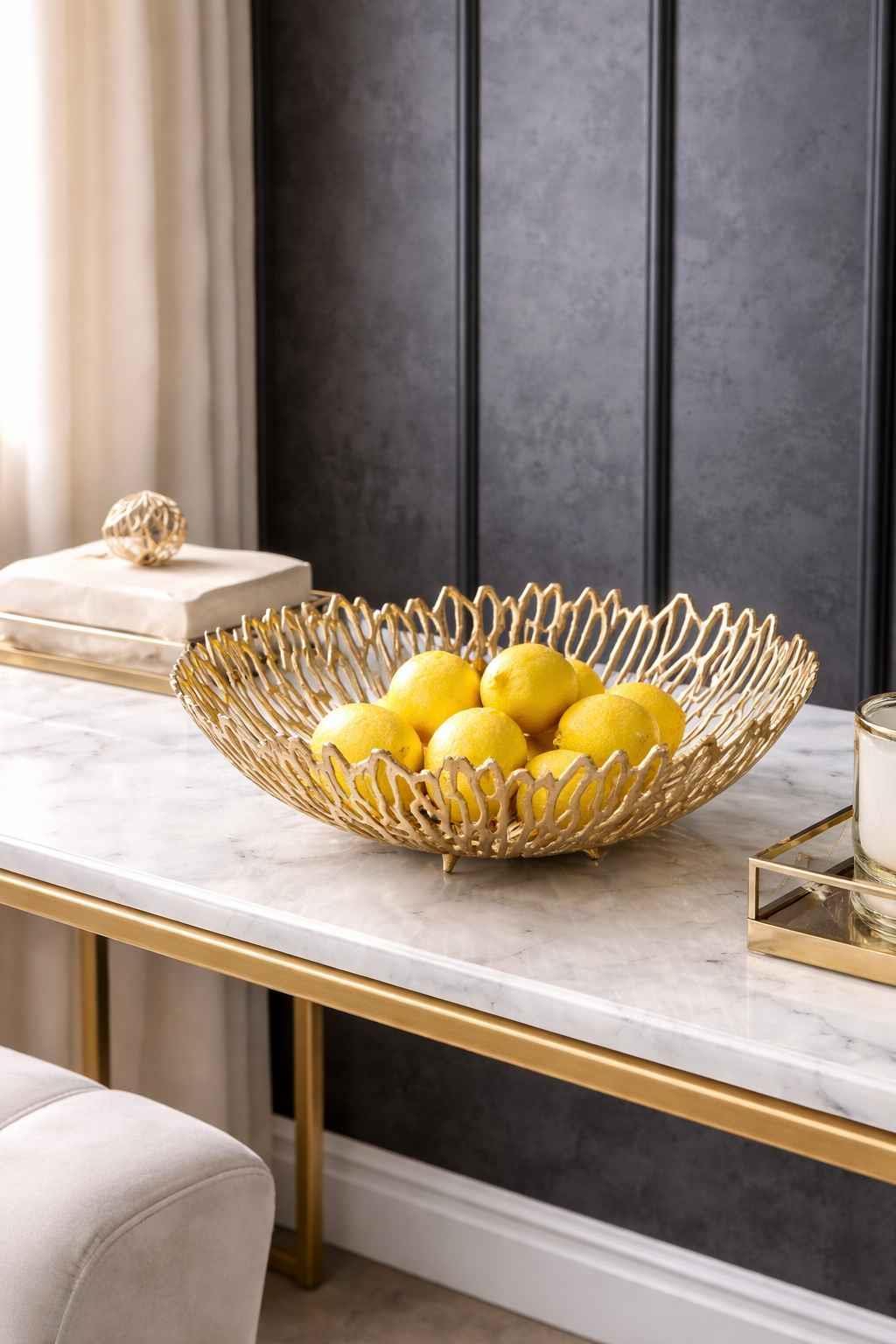 Meyvelik Antik Eskitme Altın Salon Aksesuarı 