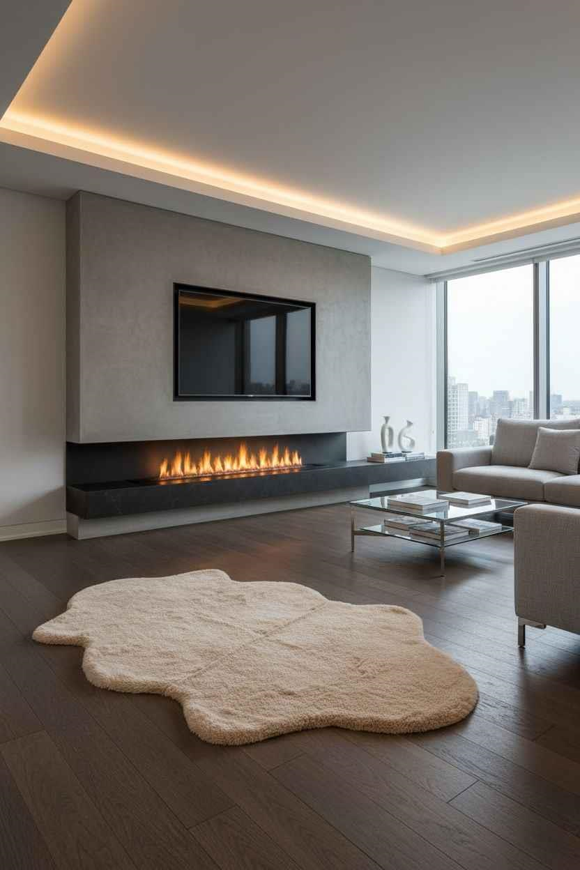 Peluş Model Kaydırmaz Tabanlı Asimetrik Dekoratif HalıCamel 80x150cm 