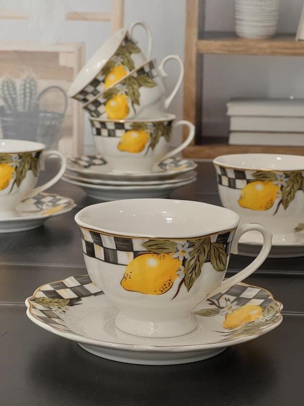 Porselen Çay Fincanı 6 Kişilik 12 Parça Amarillo