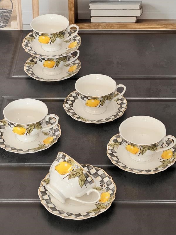 Porselen Çay Fincanı 6 Kişilik 12 Parça Amarillo