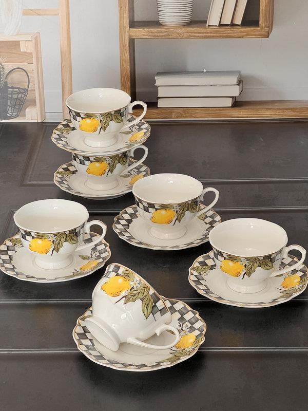Porselen Çay Fincanı 6 Kişilik 12 Parça Amarillo
