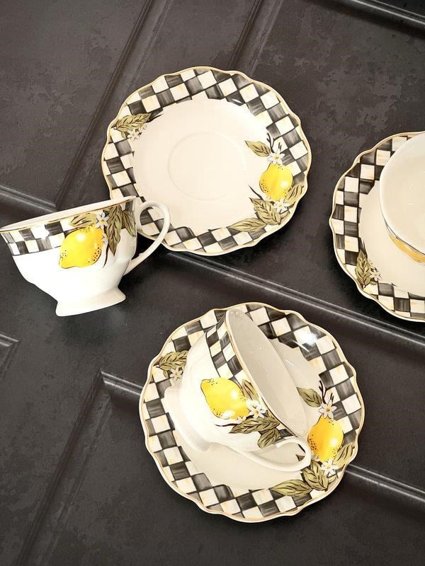 Porselen Çay Fincanı 6 Kişilik 12 Parça Amarillo