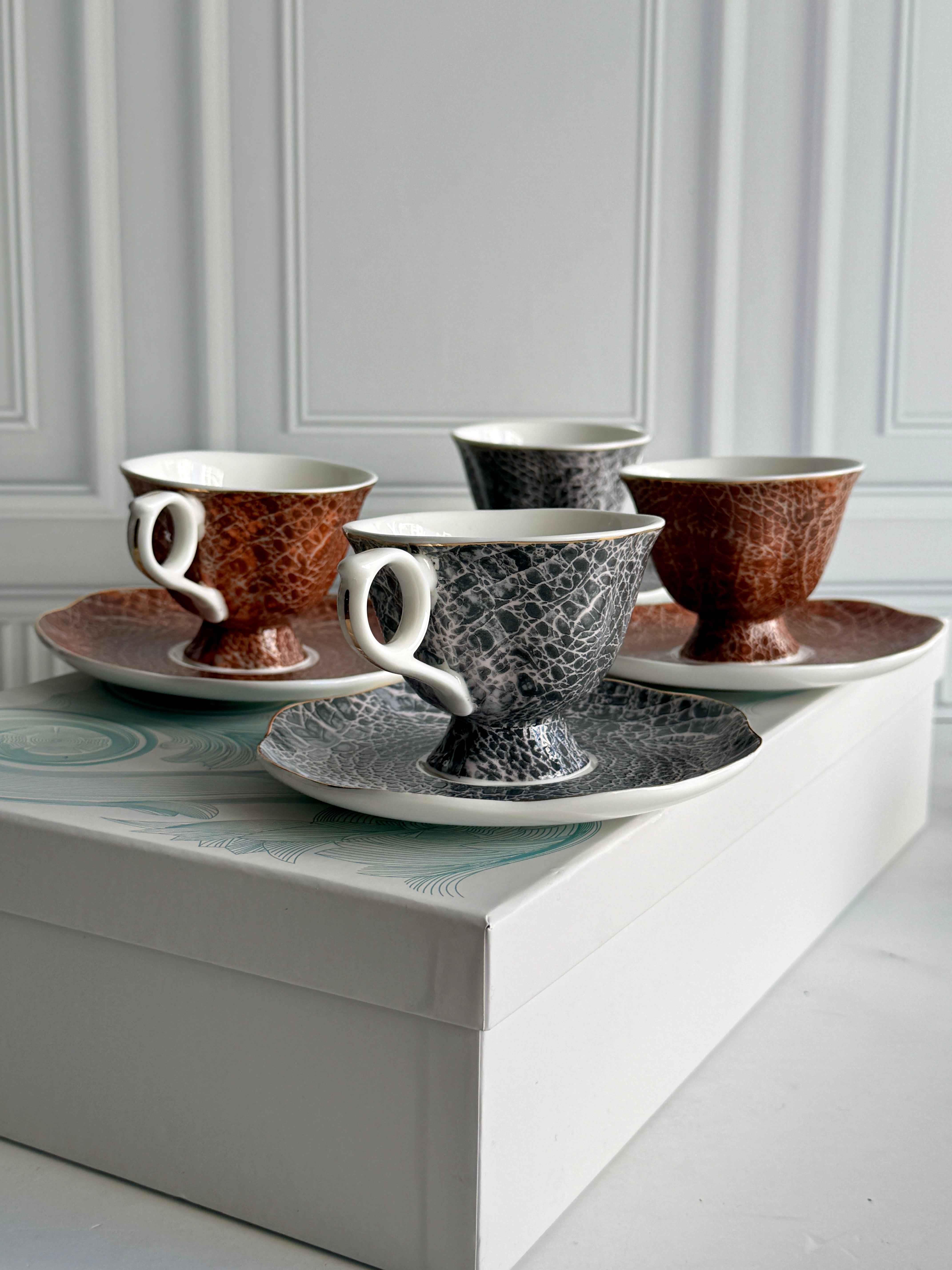 Porselen Çay Ve Kahve Fincanı 6' Lı Croco