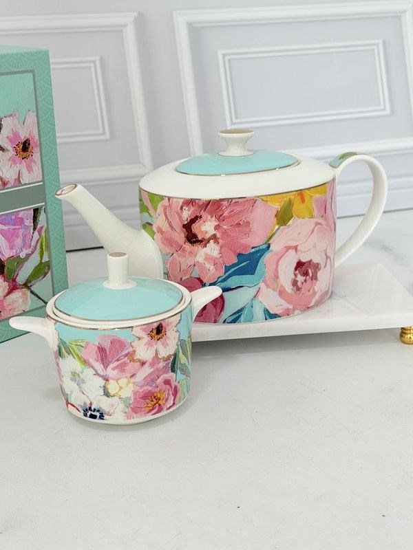 Porselen Demlik ve Şekerlik Set Full Bloom