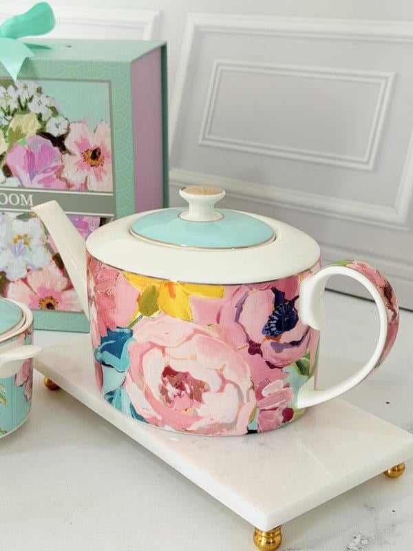 Porselen Demlik ve Şekerlik Set Full Bloom