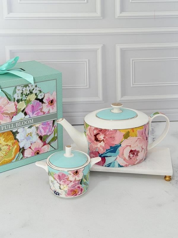 Porselen Demlik ve Şekerlik Set Full Bloom
