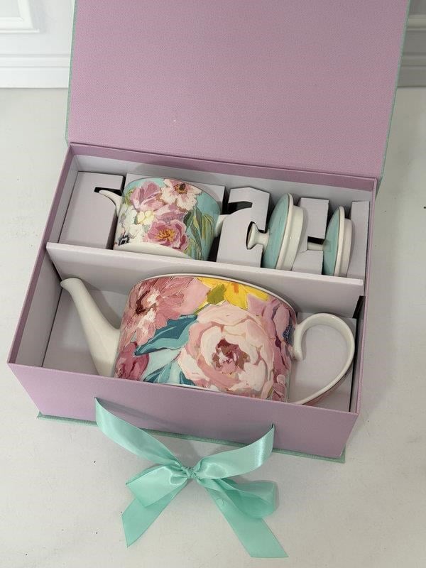 Porselen Demlik ve Şekerlik Set Full Bloom