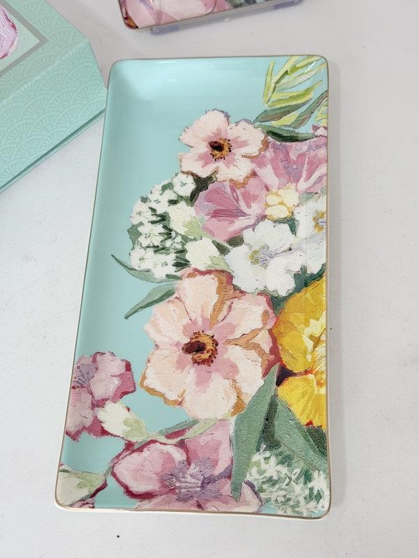 Porselen Dikdörtgen Sunum Tabak 26 Cm 2'li Full Bloom