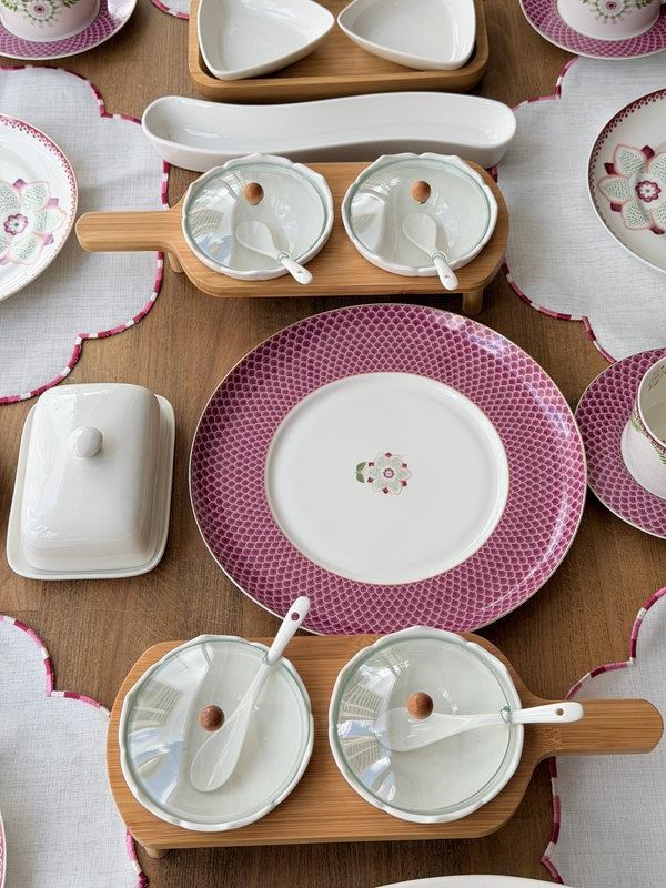 Porselen Kahvaltı Takımı 55 Parça 6 Kişilik Pink Flower