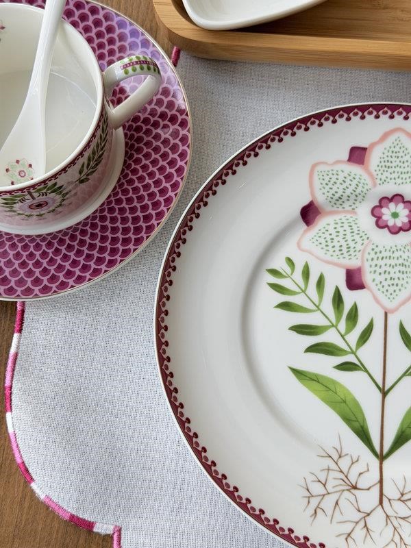 Porselen Kahvaltı Takımı 55 Parça 6 Kişilik Pink Flower